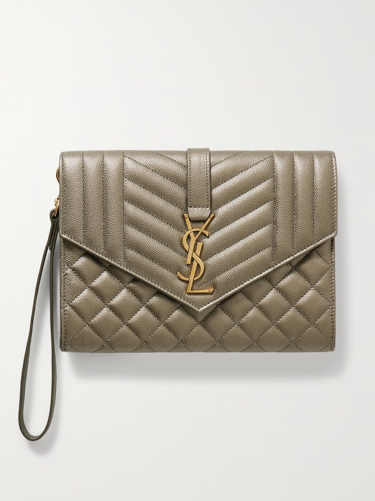 Saint Laurent Paris o1b1hav110125 Size: OS / Leather Pouch in Dark Piombo Size ONE SIZE - 2 Thumbnail