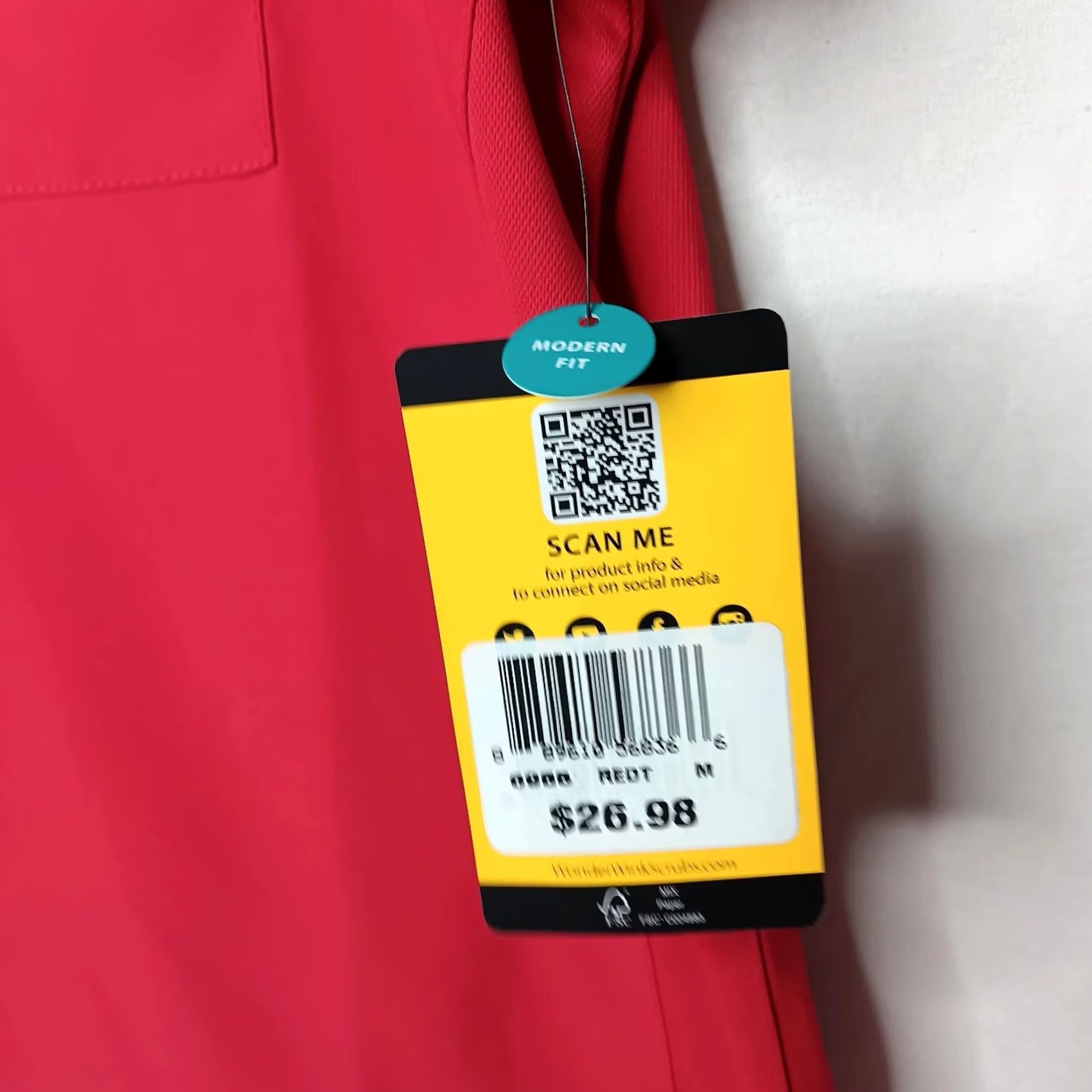 Vintage WonderWink Scrub Shirt Red Short Sleeve Collared Womens M Medium Medical Solid Staff Medical Health Care Professional Shirt Size M / US 6-8 / IT 42-44 - 5 Thumbnail