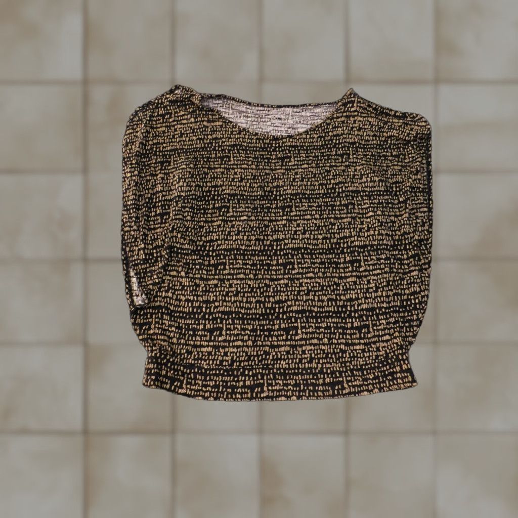 Loft VINTAGE LOFT Shirt Womens Medium Black Beige Abstract Print Boat Neck Dolman Size M / US 6-8 / IT 42-44 - 1 Thumbnail