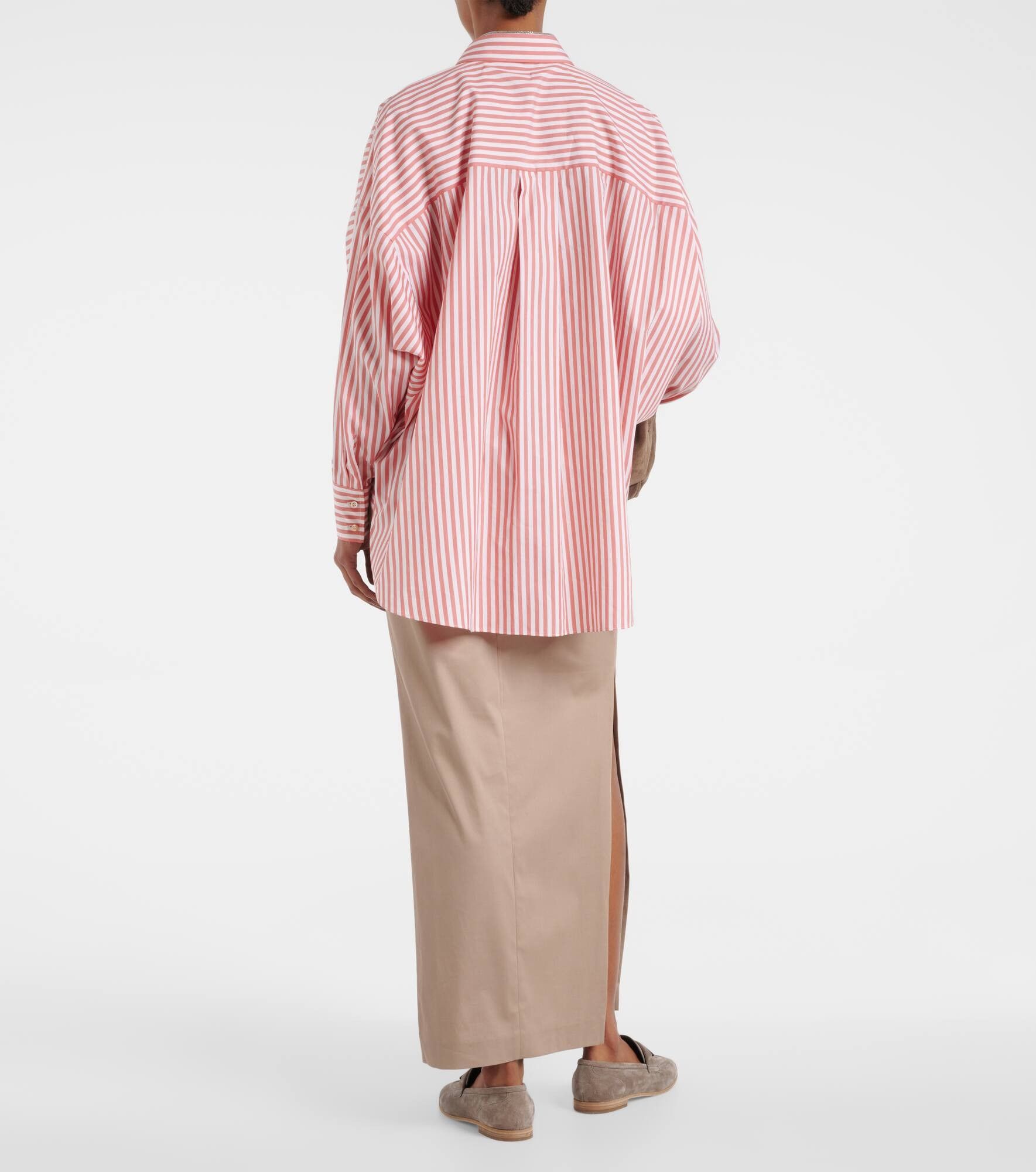 Brunello Cucinelli o1y0725 Striped Shirt in Salmon Pink/White Size XXL / US 16-18 / IT 52-54 - 4 Thumbnail