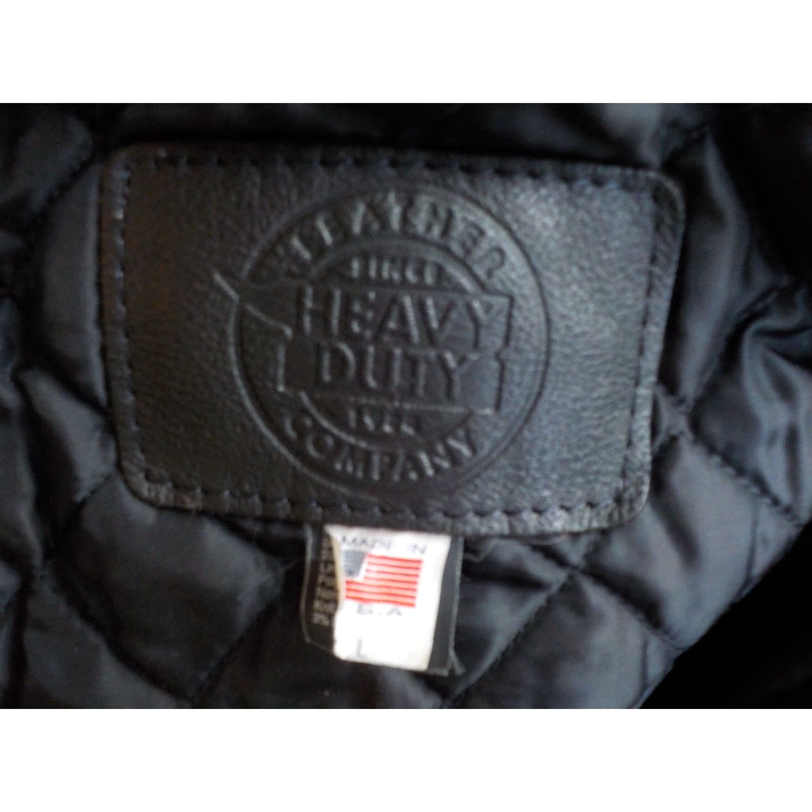 Vintage Heavy Duty Leather Co. Varsity Style Jacket w/Logo Black Leather/Wool SZ LG Mens Jacket Size US L / EU 52-54 / 3 - 8 Thumbnail