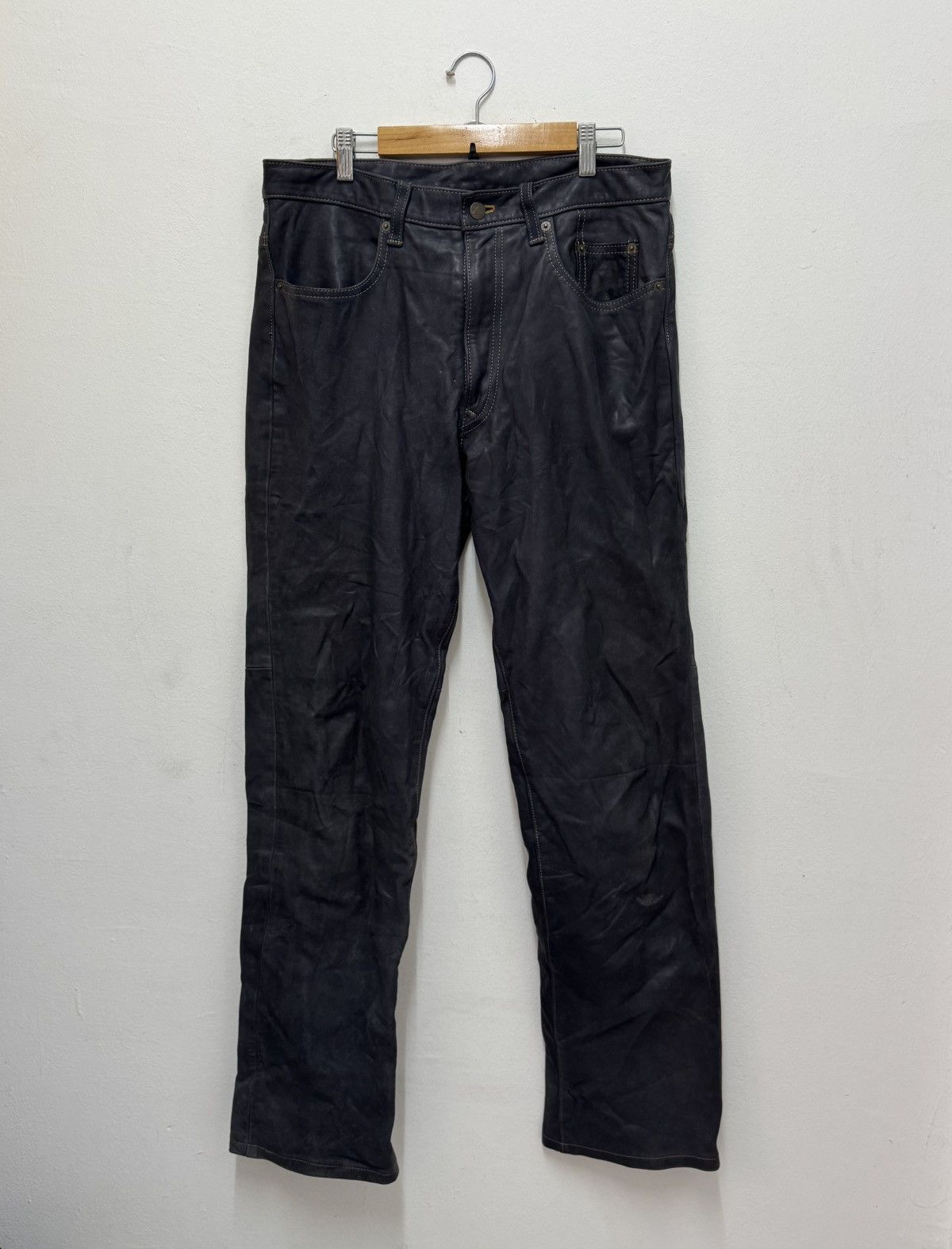 Vintage Explorer leather jeans Japan Size US 35 - 2 Thumbnail