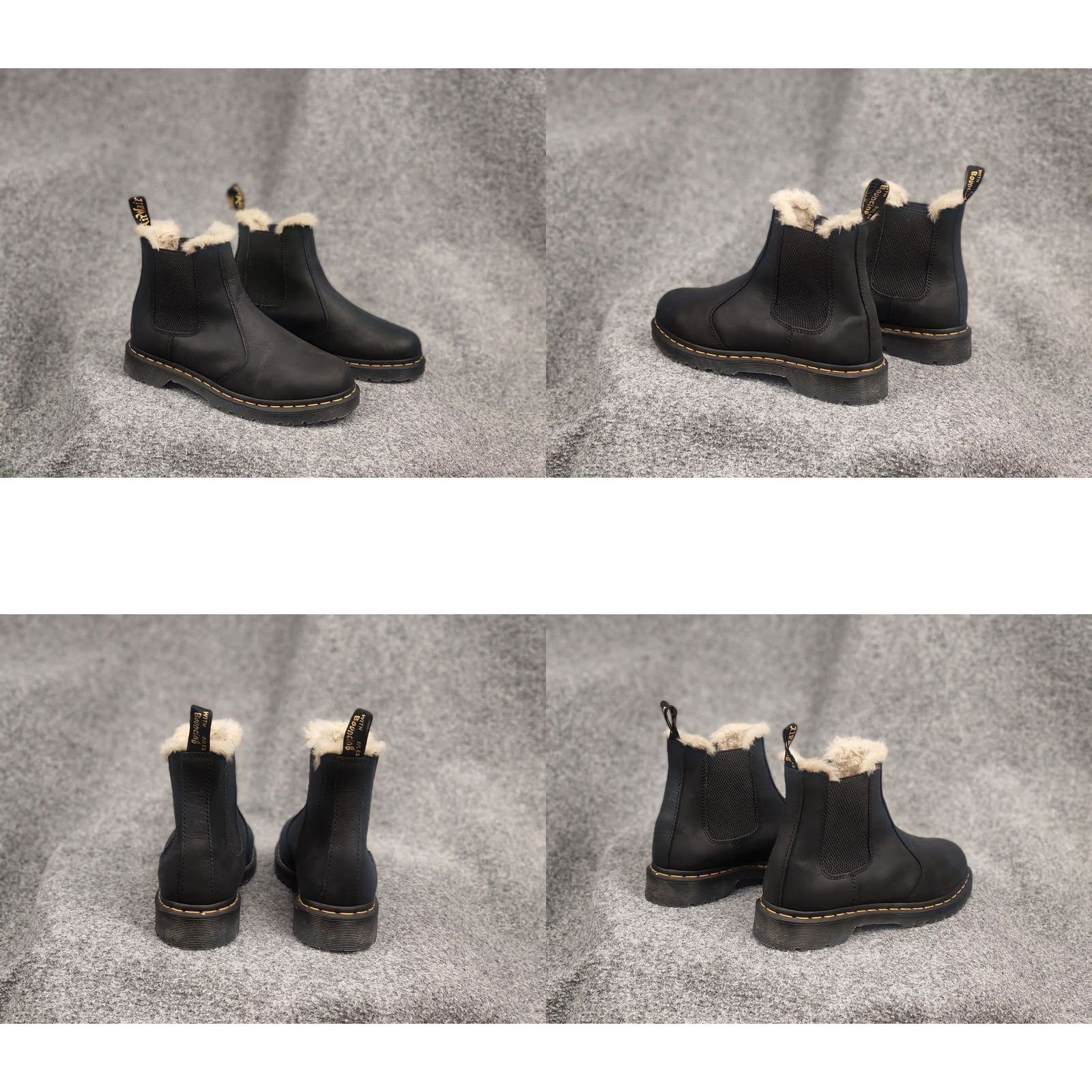 Dr. Martens Dr. Martens 2976 Leonore Black Leather Fur Lined Chelsea Boots Women's 41 2976 Leather Boots Chelsea Lined Fur Winter Casual 90s Retro Mens Womens Size US 11 / IT 41 - 8 Thumbnail