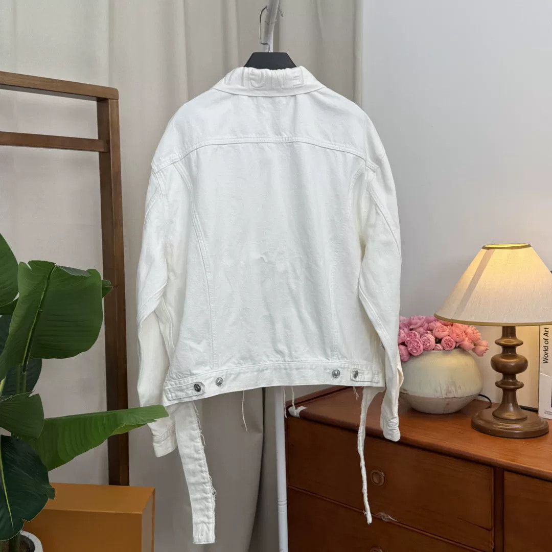 Balenciaga balenciaga white denim jacket for men Size US M / EU 48-50 / 2 - 2 Thumbnail