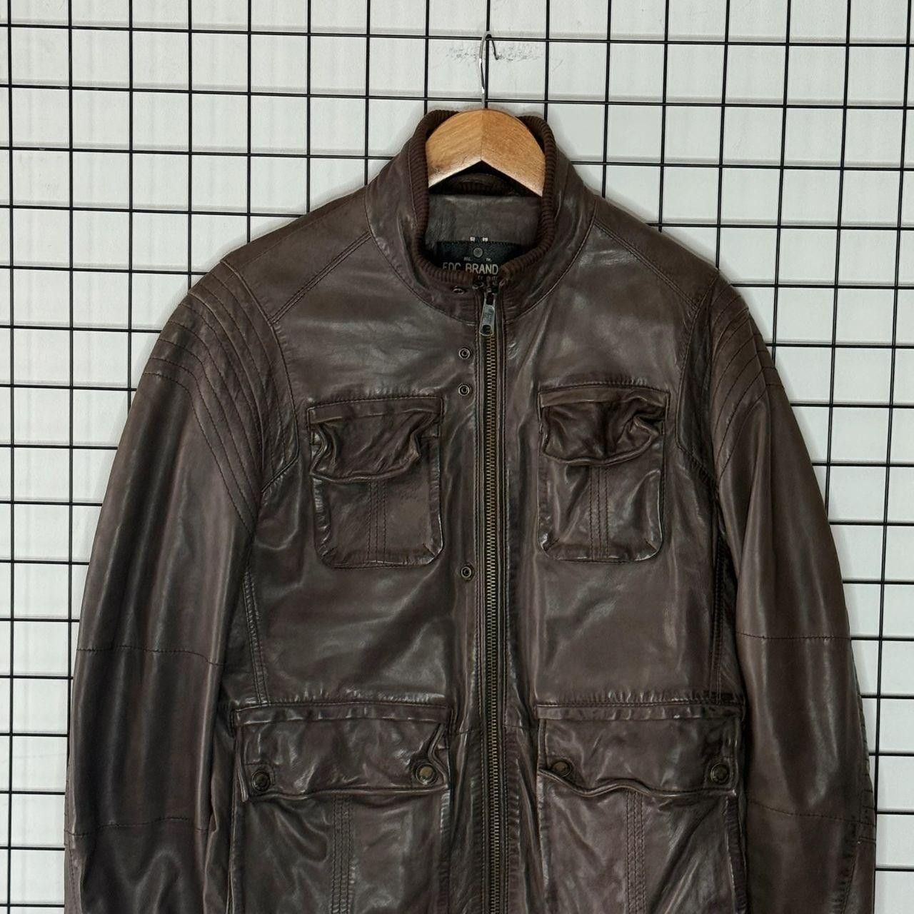 Vintage Vintage 90s Leather Jacket Brown Japan Style Sheep Leather Size US L / EU 52-54 / 3 - 4 Thumbnail