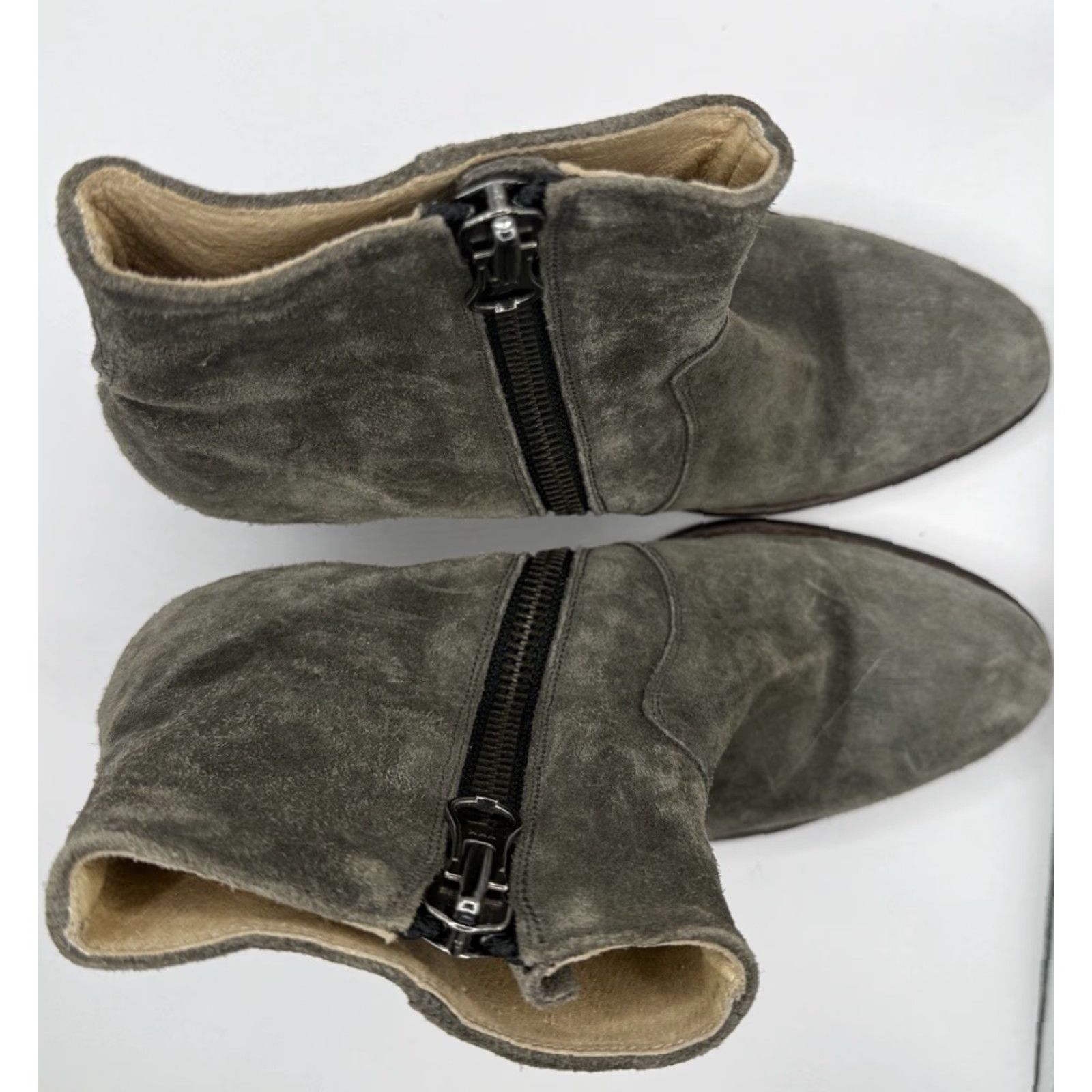 Vintage ANN MASHBURN Bootie Sho e Gray Suede Side Zip Ankle Bootie Womens 37 EU 6-7 US Gray Bohemian Classic Spain Size US 6 / IT 36 - 5 Thumbnail