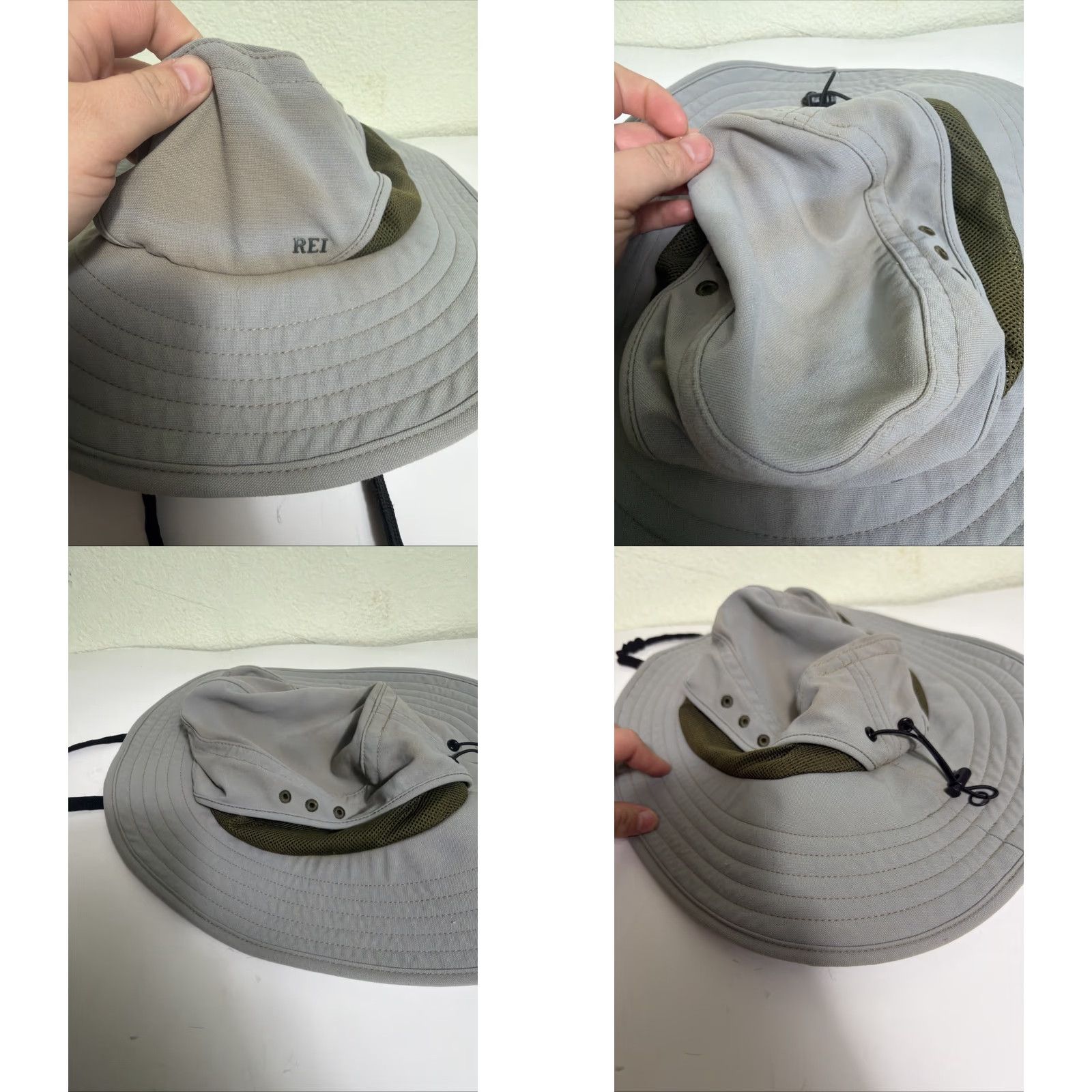 Vintage REI Gray Boonie Hat Fishing Hiking Coolmax Nylon Vented Size M Stains Men Size ONE SIZE - 8 Thumbnail