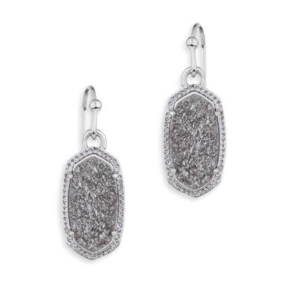 Kendra Scott Kendra Scott Lee Silver Platinum Drusy Small Drop Earrings Size ONE SIZE - 1 Thumbnail