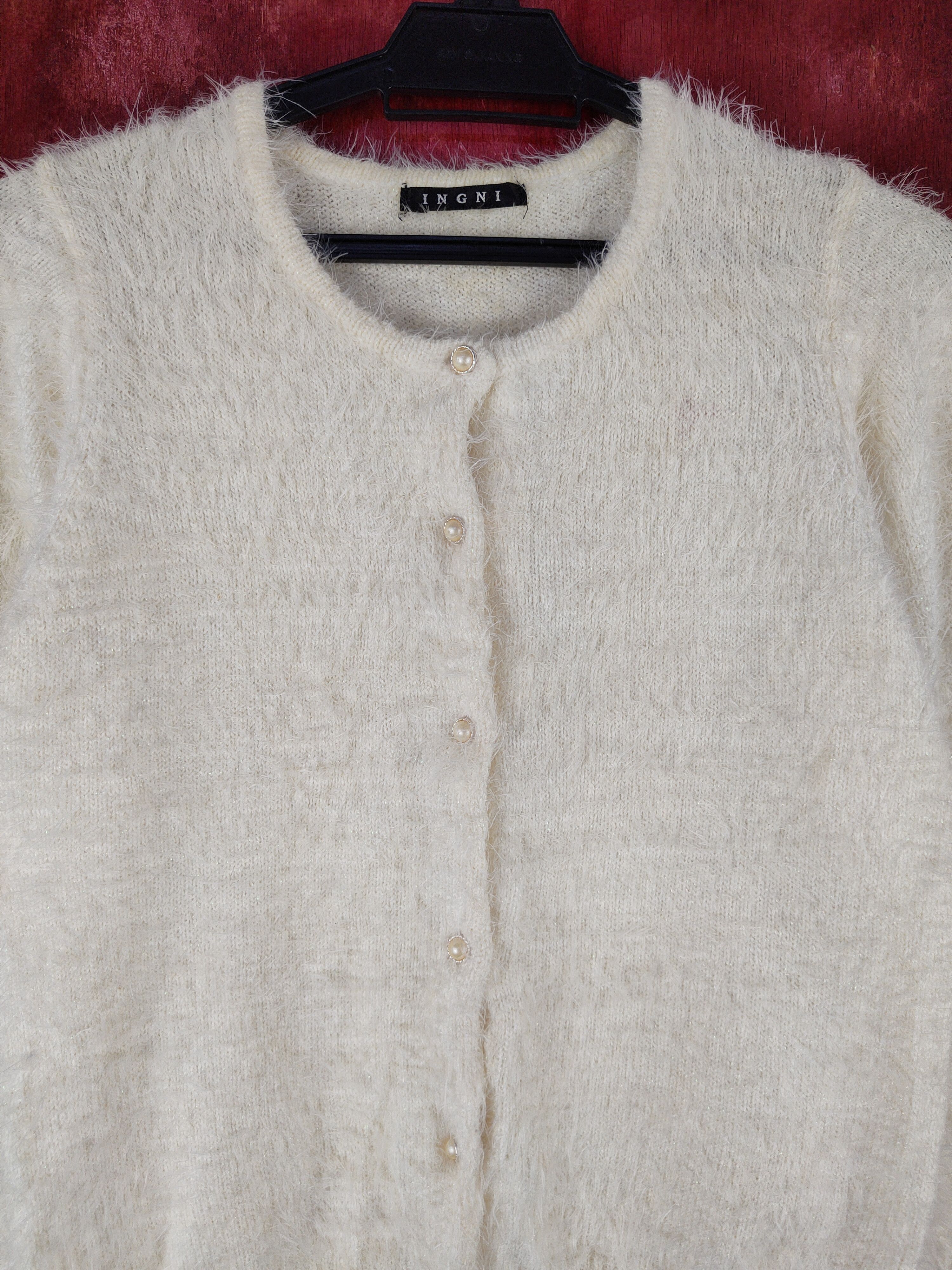 Homespun Knitwear Ingni Yellow Shag Shaggy Fur Mohair Knitwear Cardigan #S1986 Size S / US 4 / IT 40 - 2 Thumbnail