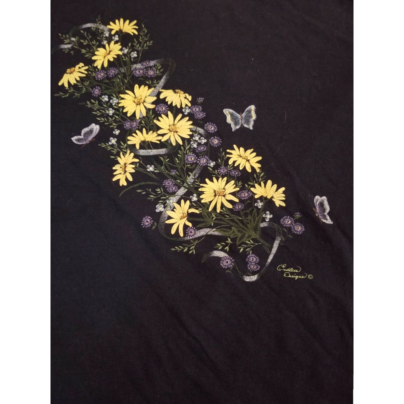 Doublet VINTAGE Pleasant Shade T-Shirt Shirt Unisex Adults XL Blue Butterfly Flower 90s USA Made Mens Womens Size US XL / EU 56 / 4 - 3 Thumbnail