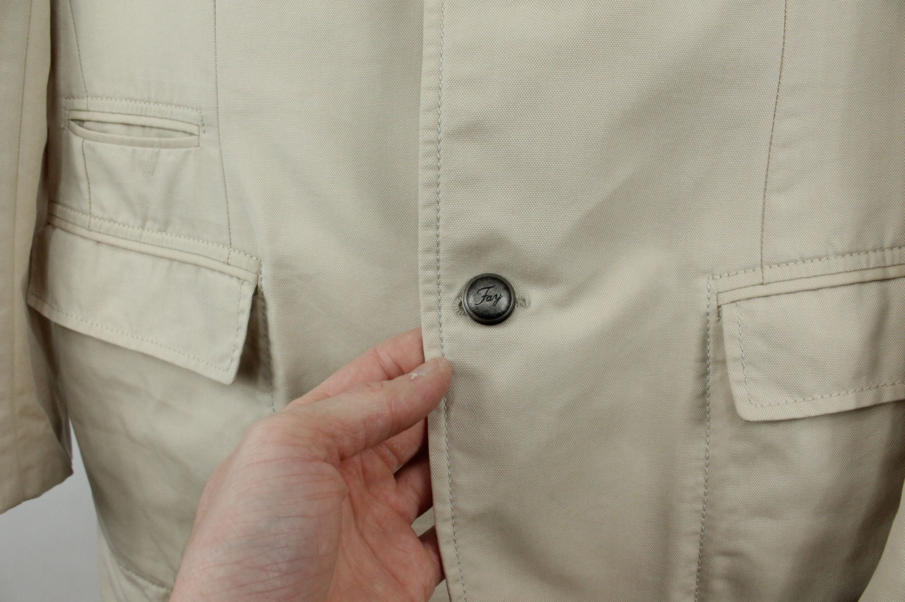Fay Fay Beige Cotton Blend Steel BTN Sport Coat Blazer Jacket Size US M / EU 48-50 / 2 - 4 Thumbnail