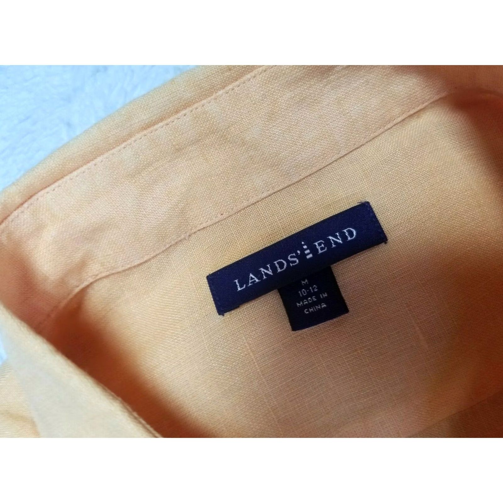 Lands' End Lands' End Orange Button-Up Long Sleeve Linen Shirt Top Women Medium 10-12 Size M / US 6-8 / IT 42-44 - 3 Thumbnail
