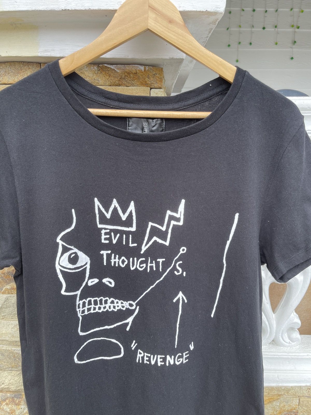 Jean-Michel Basquiat Last Drop🔥Vtg Jean Michel Basquiat Evil Thought Revenge Tee Size M / US 6-8 / IT 42-44 - 2 Thumbnail
