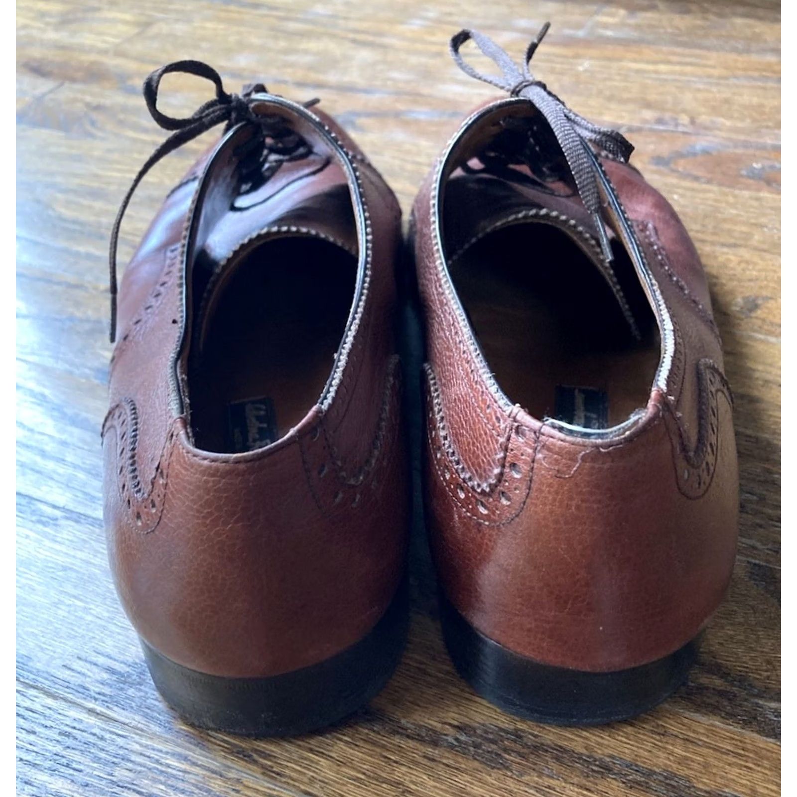 Salvatore Ferragamo VINTAGE Ferragamo Mens Shoes Dress Oxford Cap Toe Leather Brown 12D Italy Mens Size ONE SIZE - 3 Thumbnail