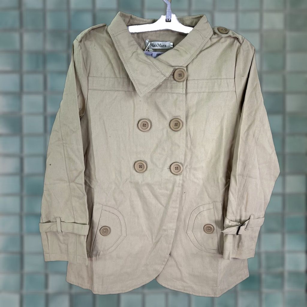 Max Mara Max Mara Double Breasted Trench Coat Womens Jr Size L Beige Cotton Blend Size L / US 10 / IT 46 - 1 Thumbnail