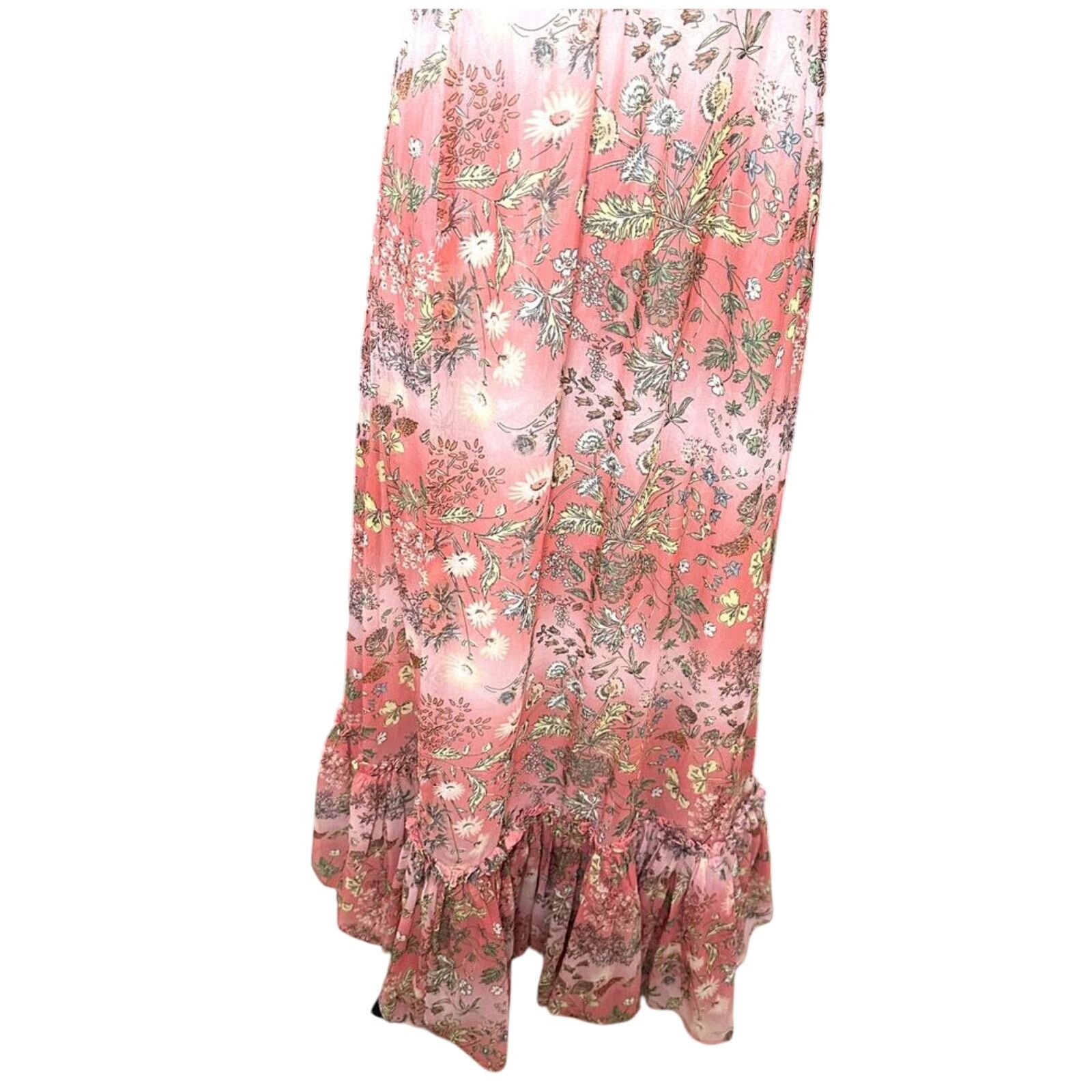 Other By TiMo Smocked Maxi Dress Floral Chiffon Ruffle Orange M Size M / US 6-8 / IT 42-44 - 4 Thumbnail