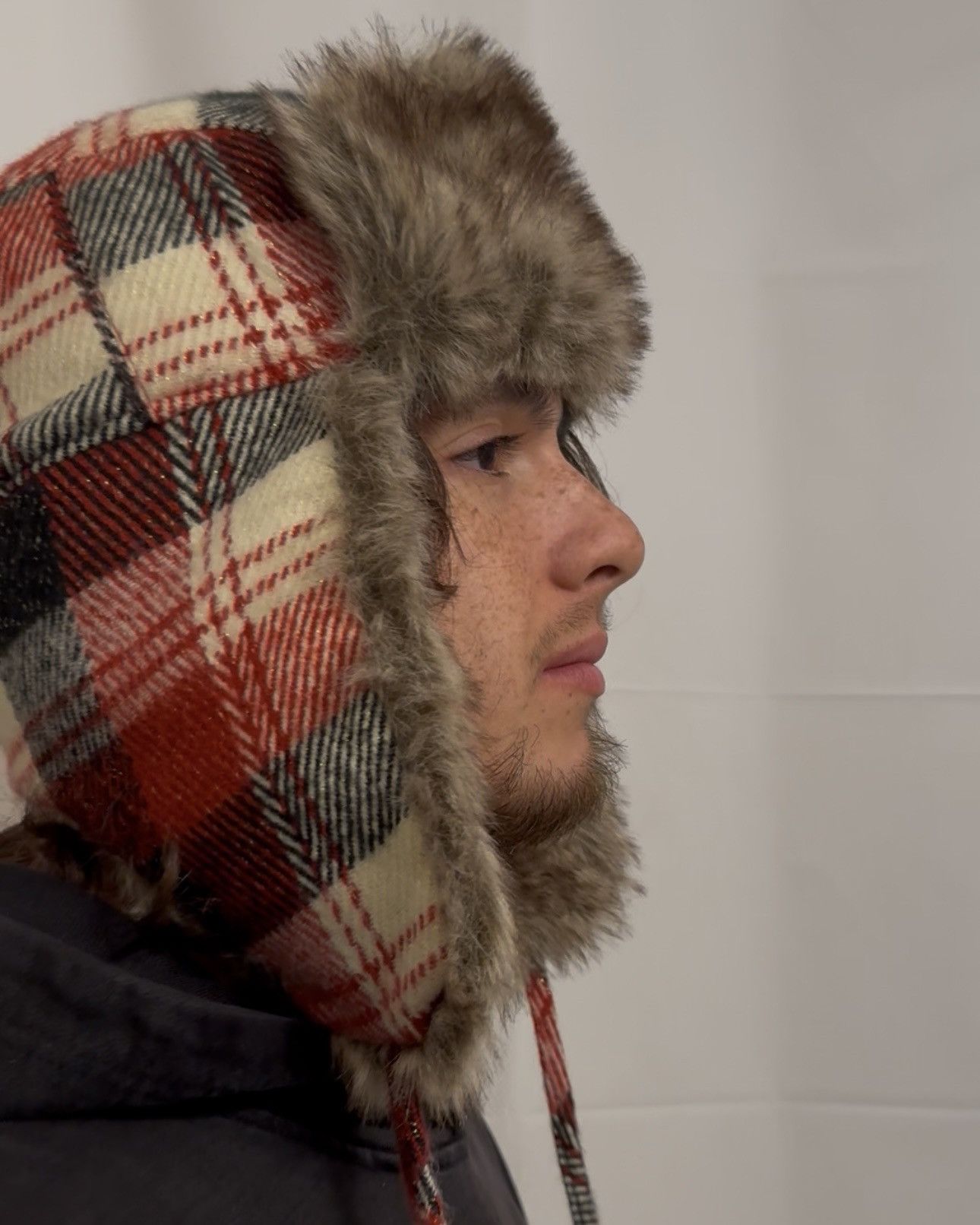 Designer × Other × Vintage Plaid Trapper Hat — Faux Fur L/XL Alt Winter Look Size ONE SIZE - 7 Thumbnail