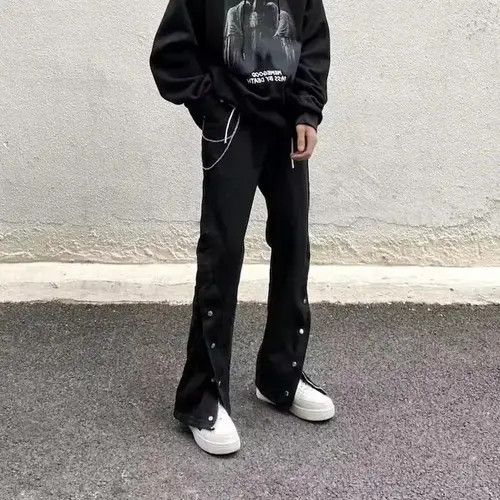 Japanese Brand × Jean Black Button Decor Pants, Wide Leg Pants Size US 30 / EU 46 - 2 Thumbnail