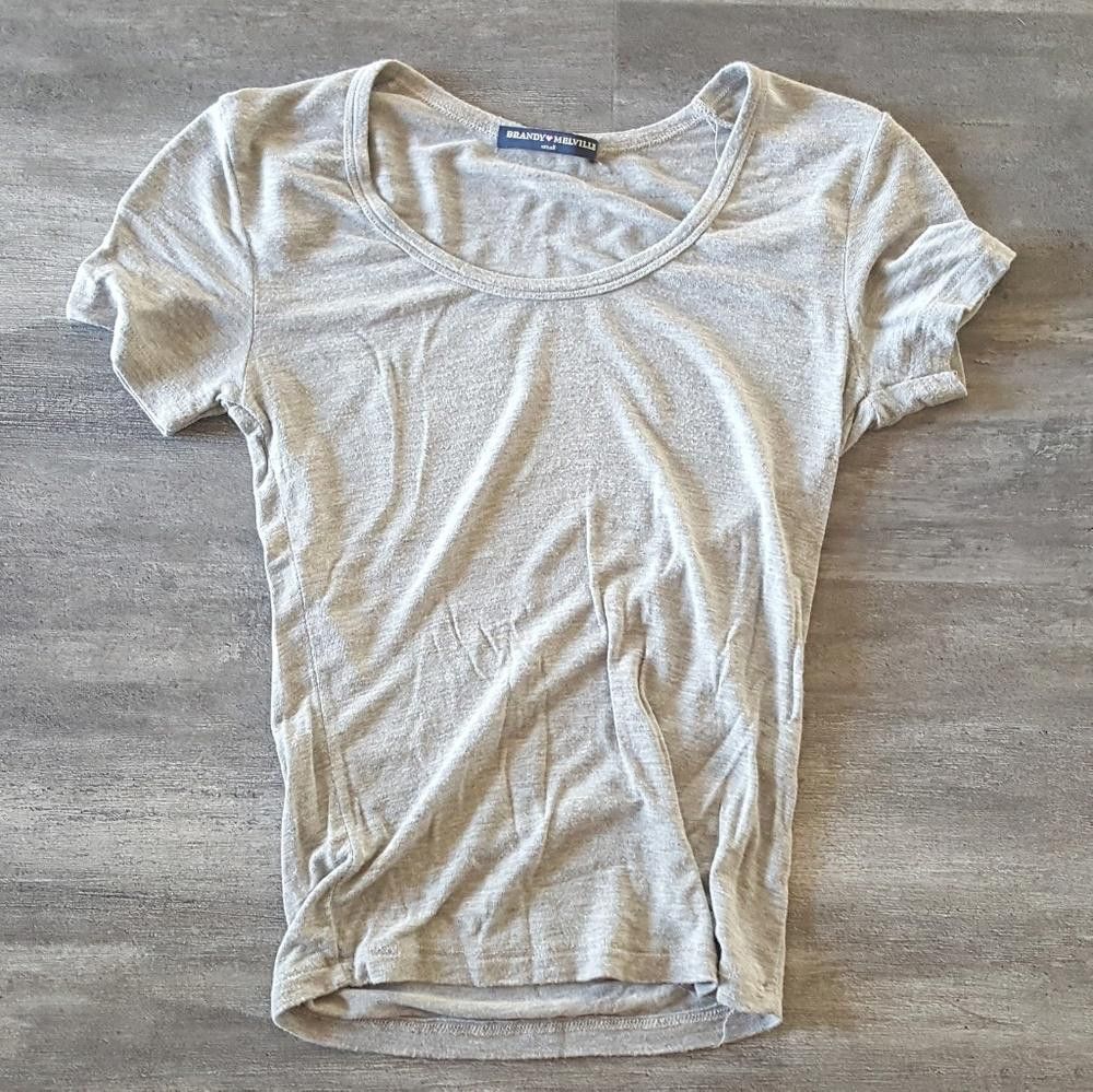 Designer Grey Solid Melville Scoop Short Sleeve Size ONE SIZE - 1 Thumbnail