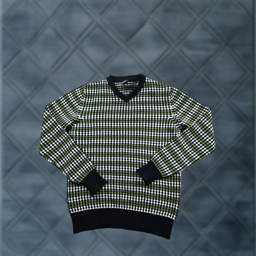 Franklin & Marshall Franklin Marshall Sweater Mens Large Green Black Wool V Neck Knit Made In Italy Size US L / EU 52-54 / 3 - 1 Thumbnail