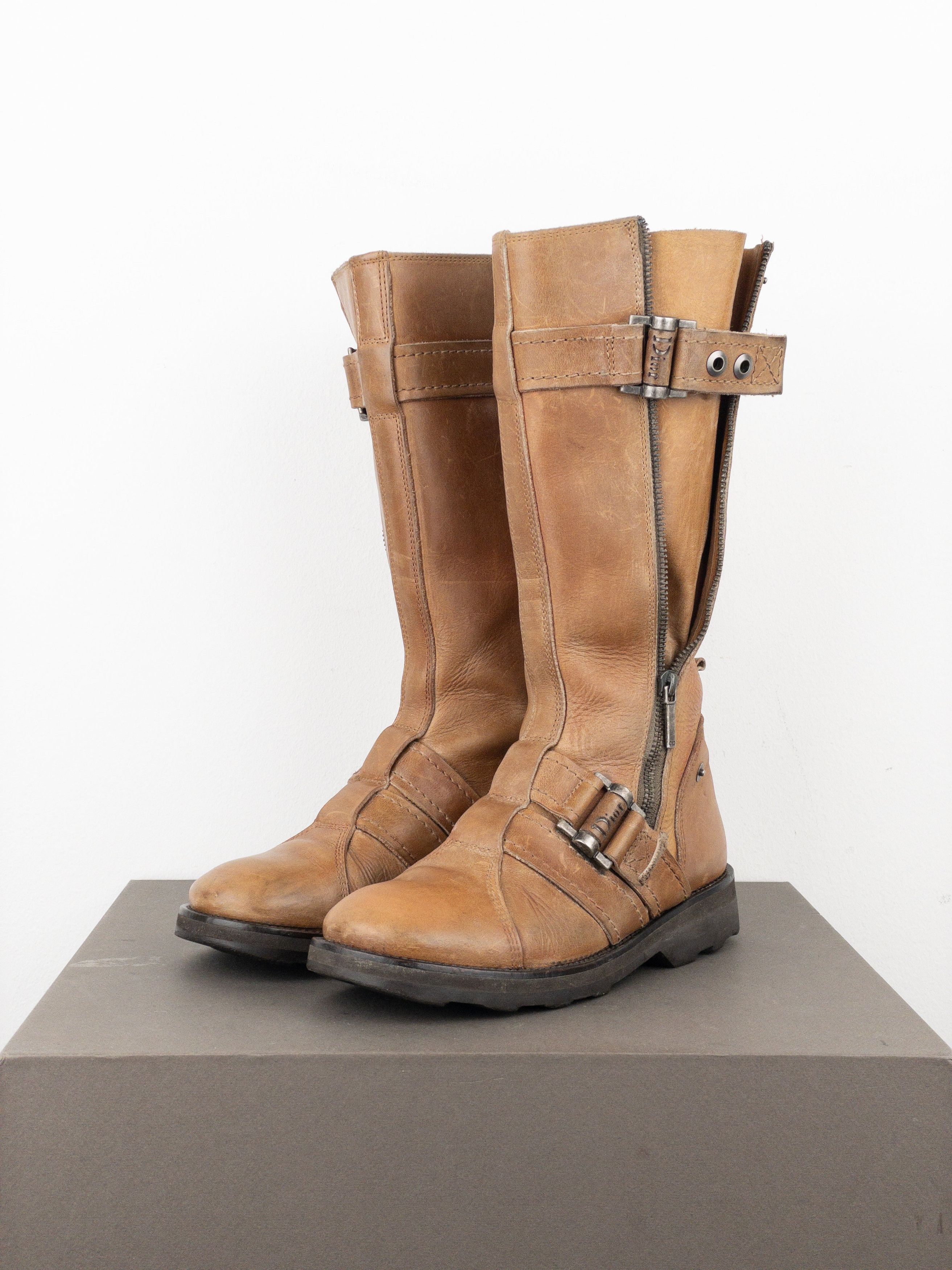 Dior by Galliano 2000s Buckled Moto Biker Boots Size US 5.5 / IT 35.5 - 1 Thumbnail