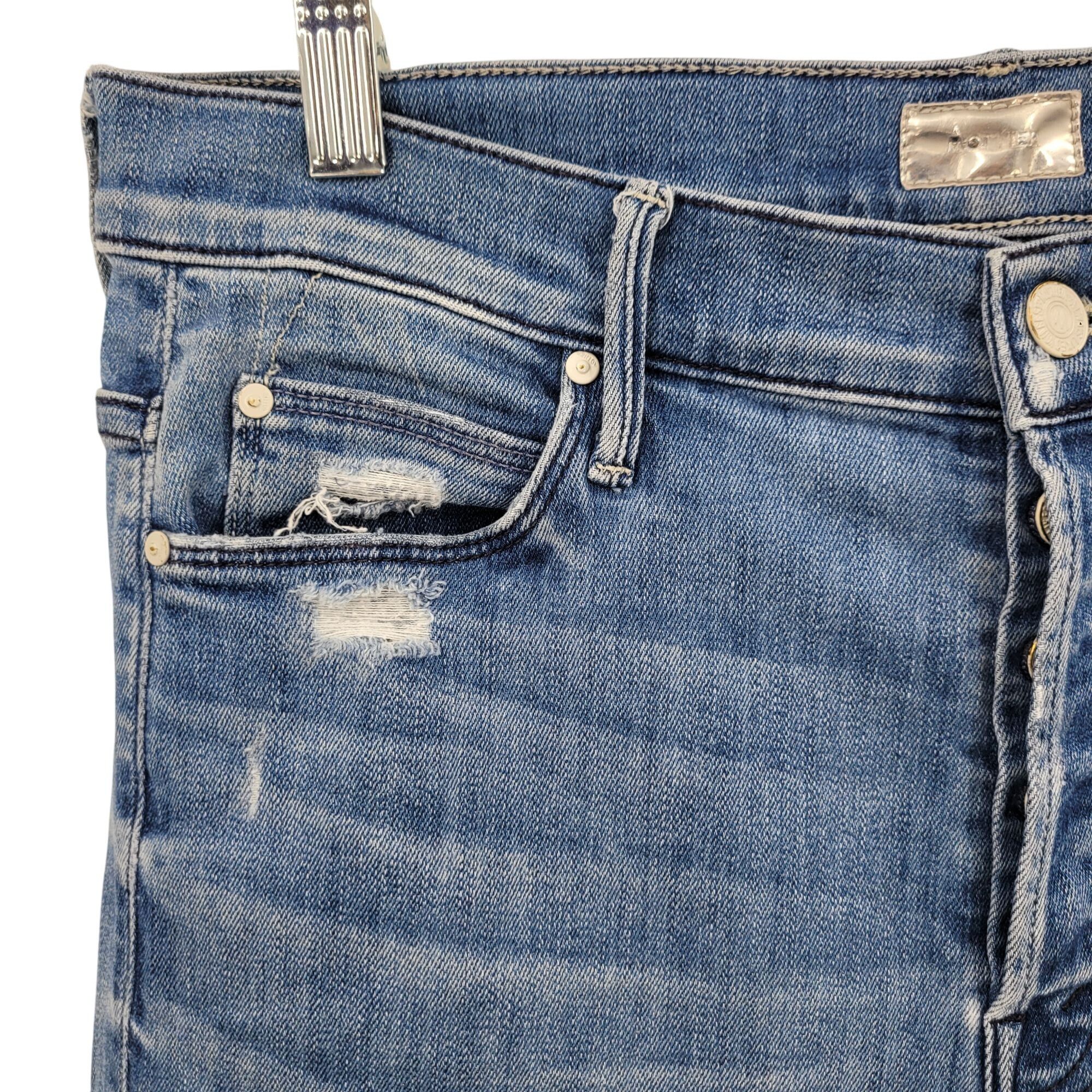 MOTHER Mother The Stunner Ankle Fray Graffiti Girl Jeans 29 Medium Size 29" - 6 Thumbnail