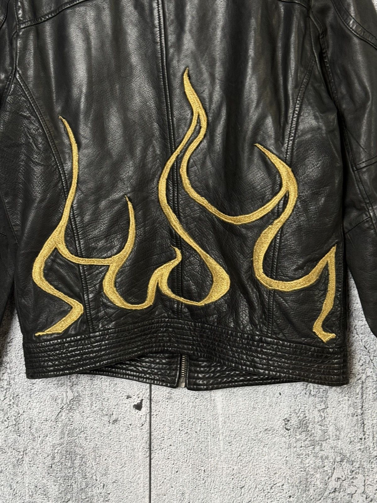 Wilsons Leather Vintage Wilsons Leather Black Biker Jacket Embroidered Flame Size US S / EU 44-46 / 1 - 9 Thumbnail