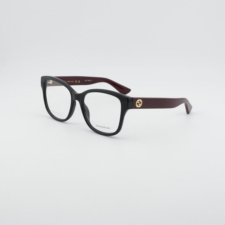 Gucci Gucci GG1340O 009 Eyeglasses Shiny Black/Red 54mm Square Size ONE SIZE - 1 Thumbnail