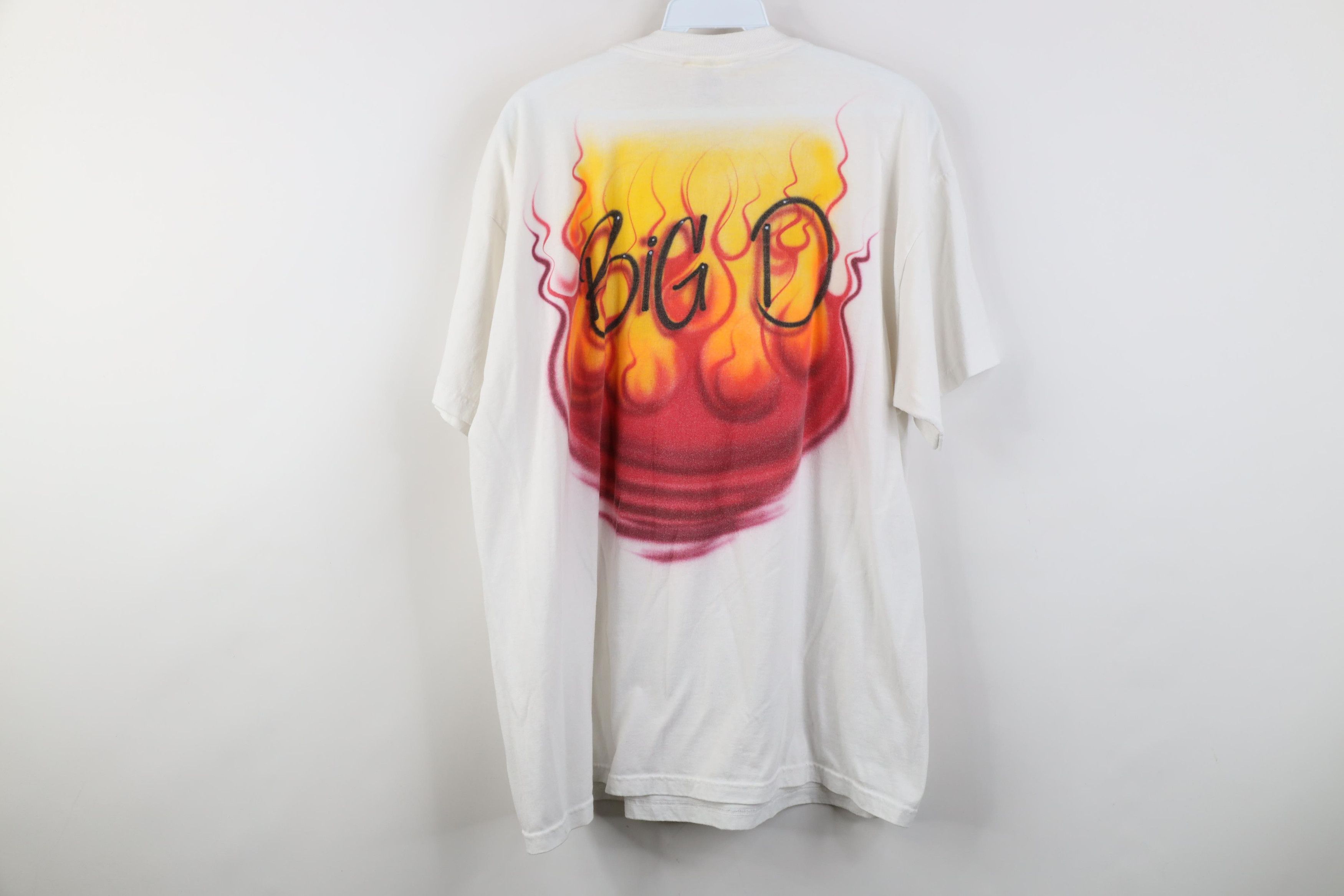 Vintage Vintage 90s Y2K Streetwear Big D Fire Flames T-Shirt White Size US XL / EU 56 / 4 - 11 Thumbnail