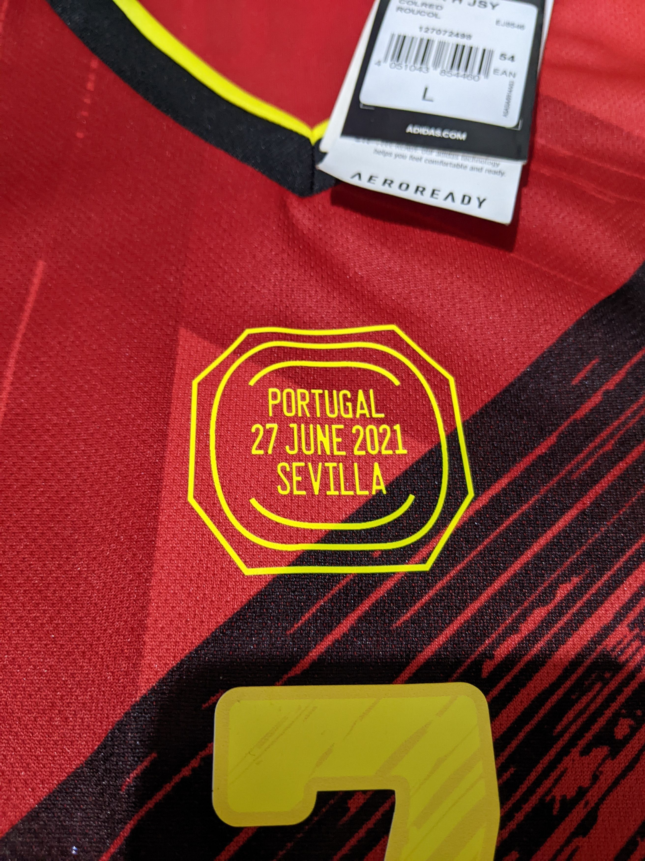 Adidas Belgium Euro 2020-2021 Home Jersey De Bruyne 7 Size US L / EU 52-54 / 3 - 6 Thumbnail