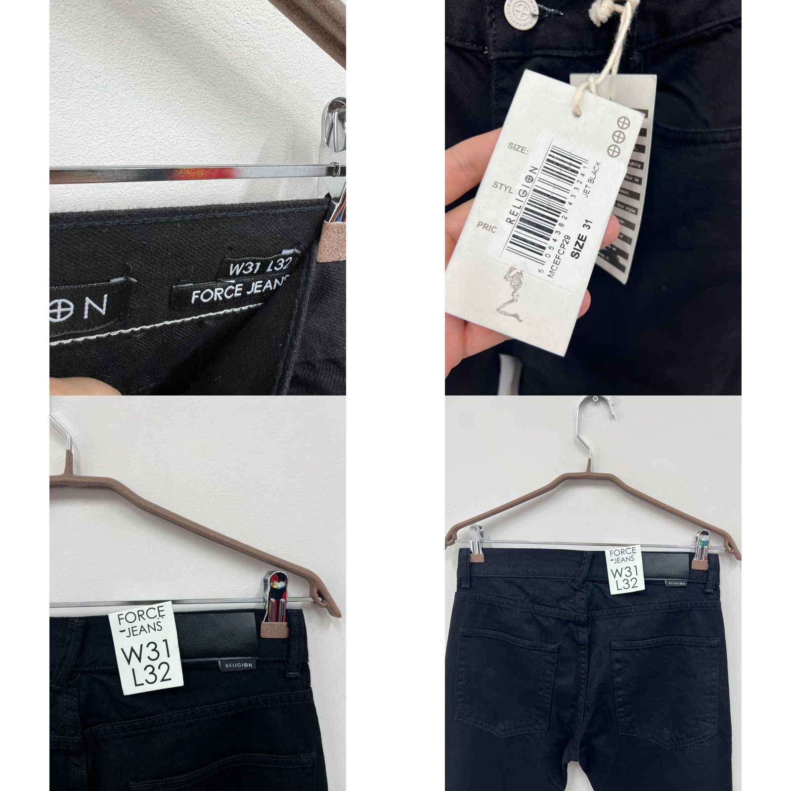 Vintage Religion Jeans Black Super Slim Fit Mens 31x32 Denim Pants Slimming Style Jeans Mens Black 31x32 Size US 31 - 8 Thumbnail