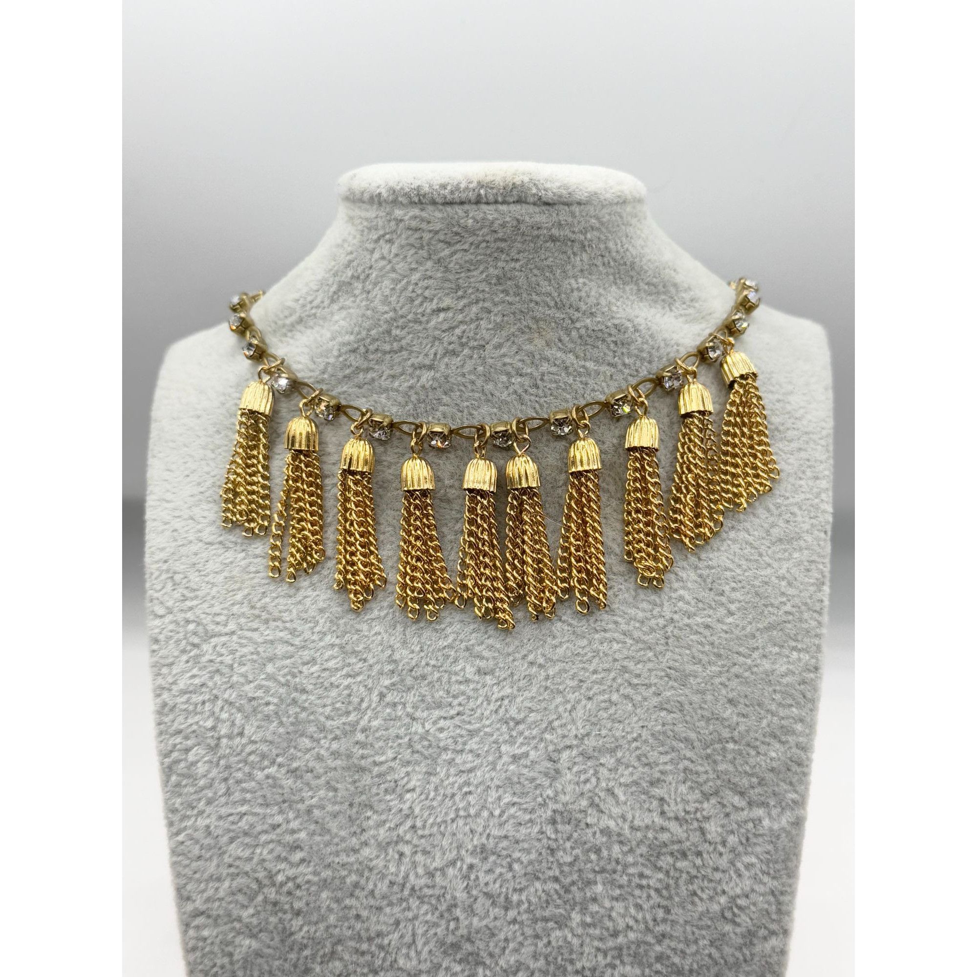 Vintage Vintage rhinestone chain tassel charm necklace Size ONE SIZE - 1 Thumbnail