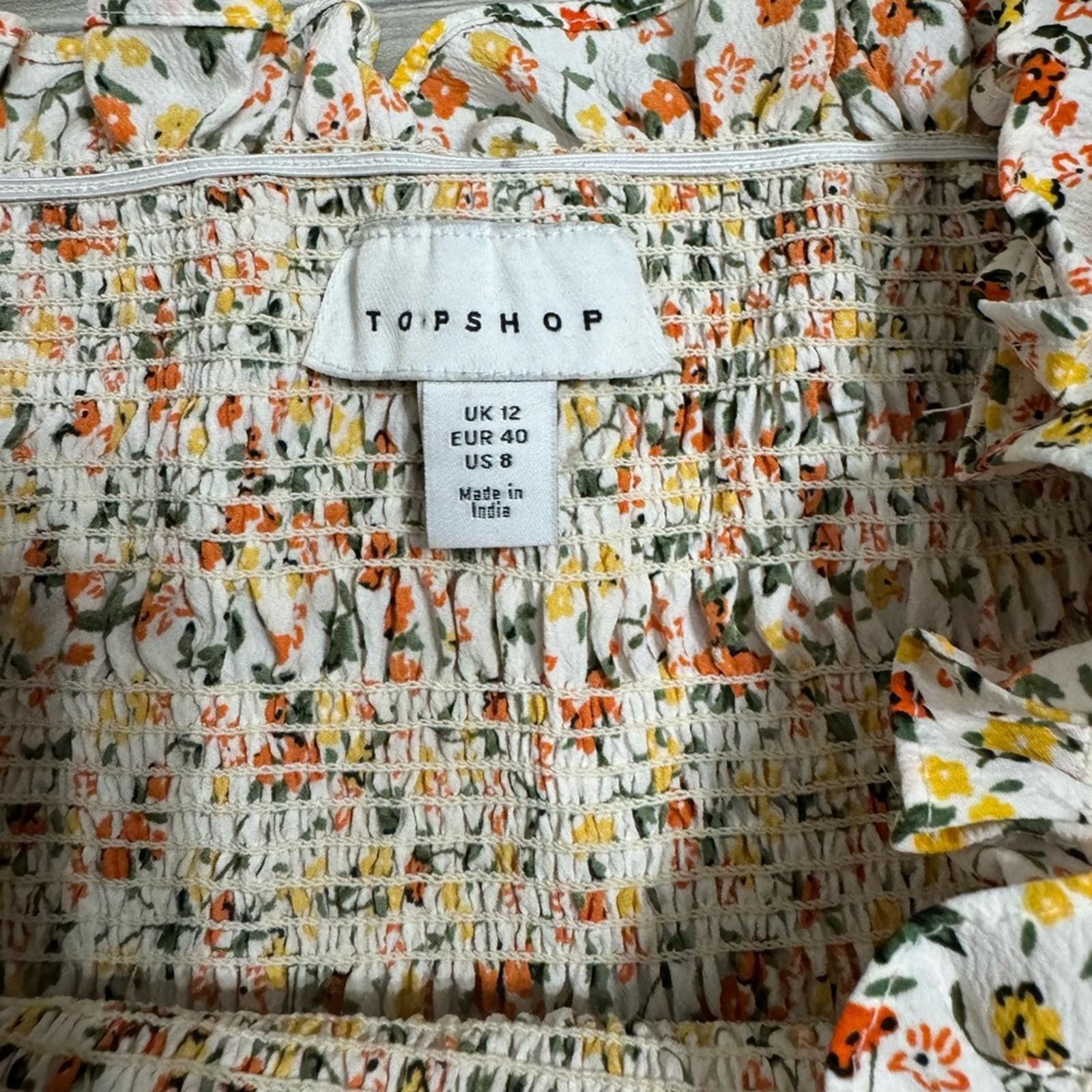 Topshop Topshop Floral Print Off Shoulder Smocked Mini Dress- Size 8 Size M / US 6-8 / IT 42-44 - 7 Thumbnail