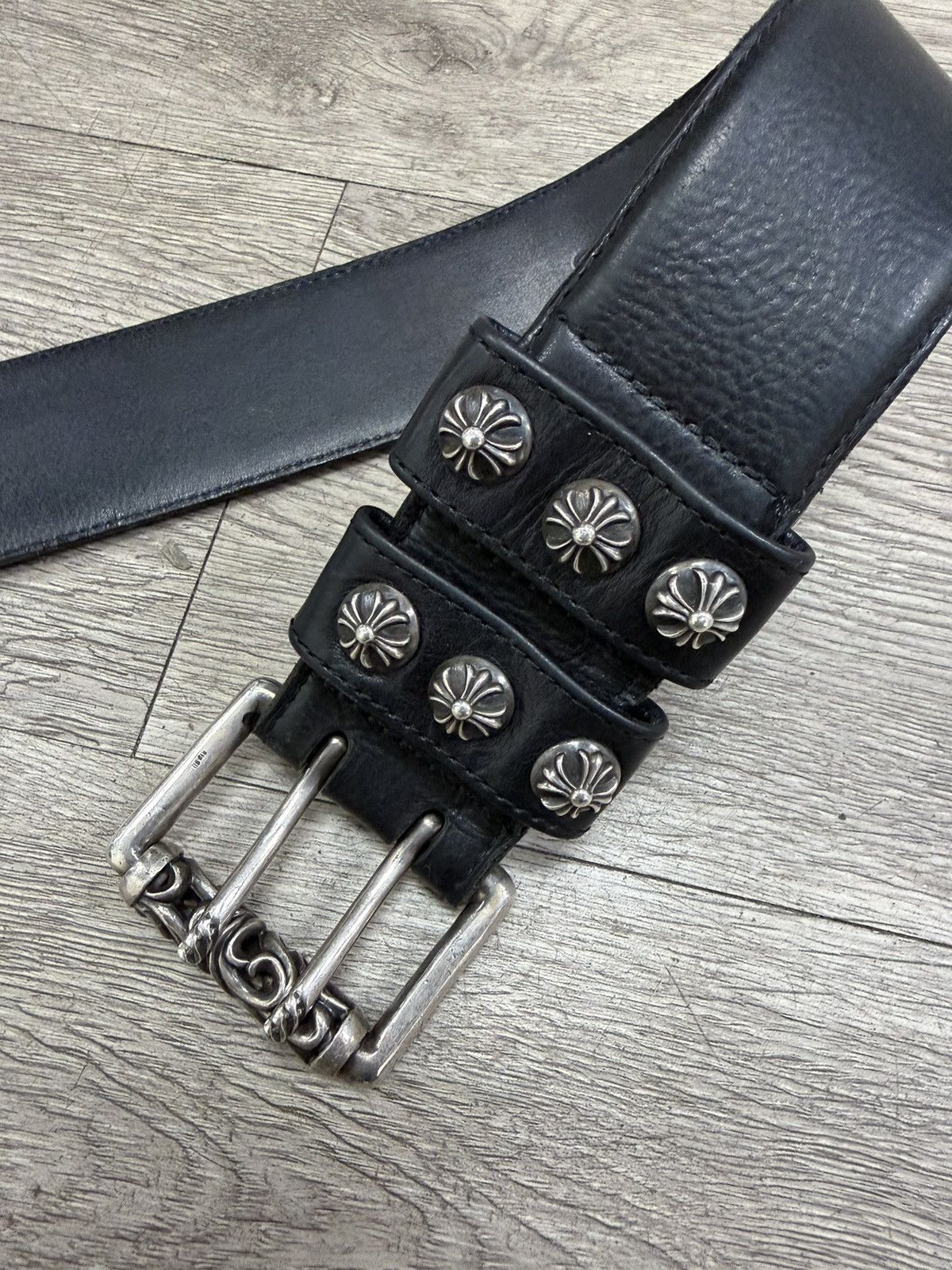 Chrome Hearts Chrome Hearts Black Double Pin Roller Belt 32 Size 32 - 5 Thumbnail