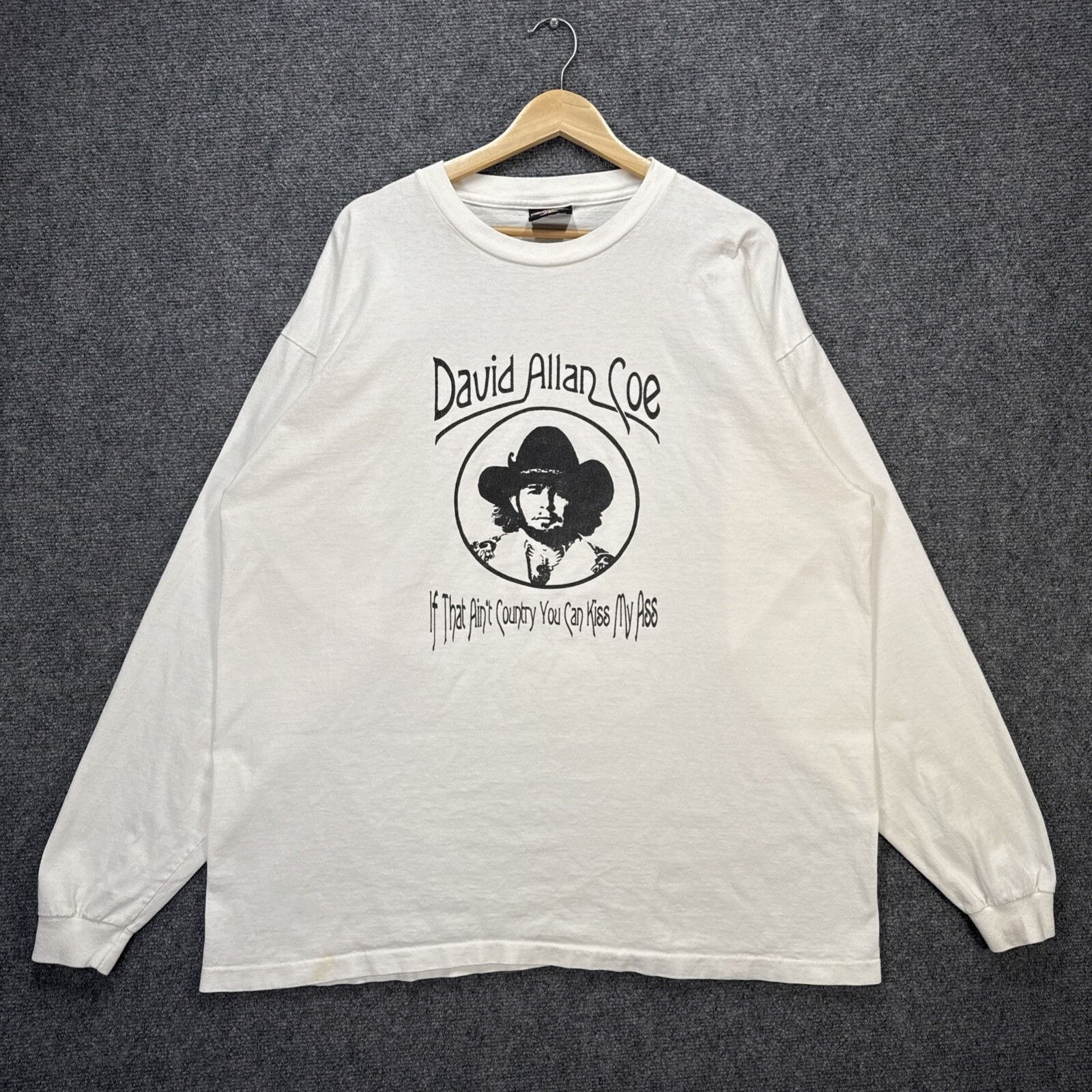 Vintage David Allan Coe Shirt Mens 2XL White Long Sleeve 90s