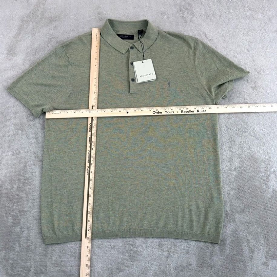 Allsaints VINTAGE AllSaints Nomo Polo Shirt in Herb Green Wool Blend Men 2XL Short Sleeve NWT Size US XXL / EU 58 / 5 - 5 Thumbnail