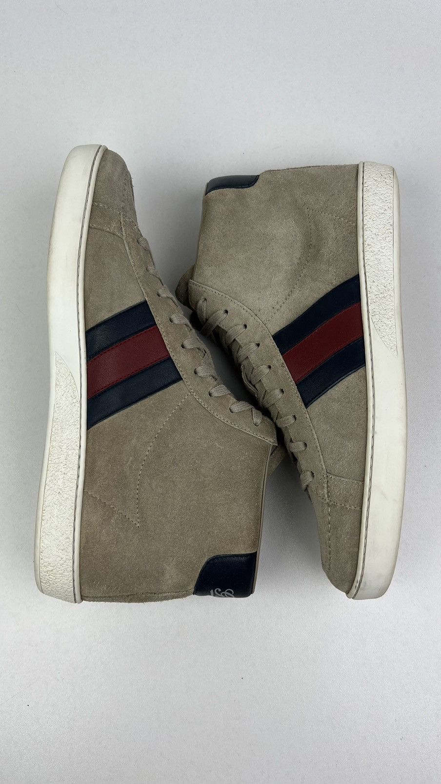 Gucci GUCCI Sneakers Suede Hi Top Shoes Web Stripe Logo Baige Mens Size US 7.5 / EU 40-41 - 12 Thumbnail