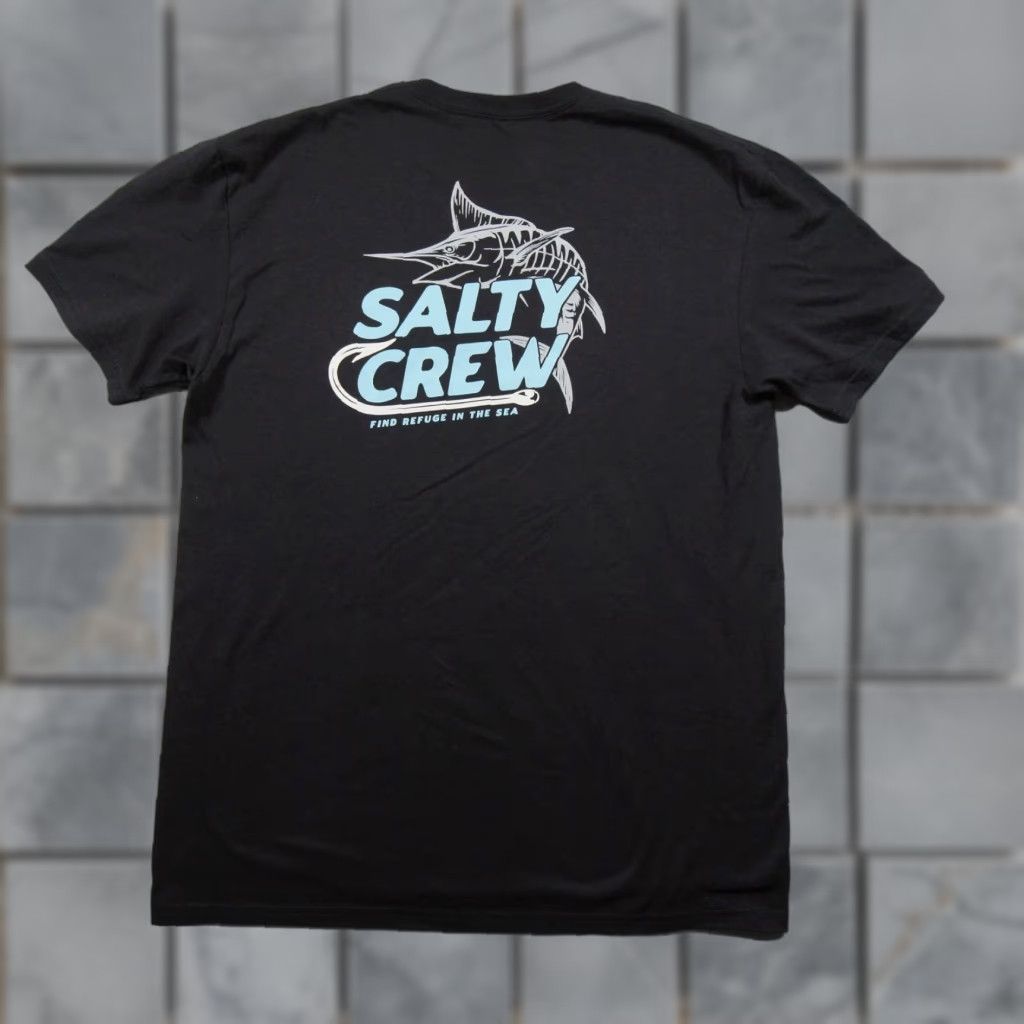 Vintage Salty Crew Shirt Mens Large Black Graphic Tee Short Sleeve Crewneck Fishing Adult Size US L / EU 52-54 / 3 - 1 Thumbnail