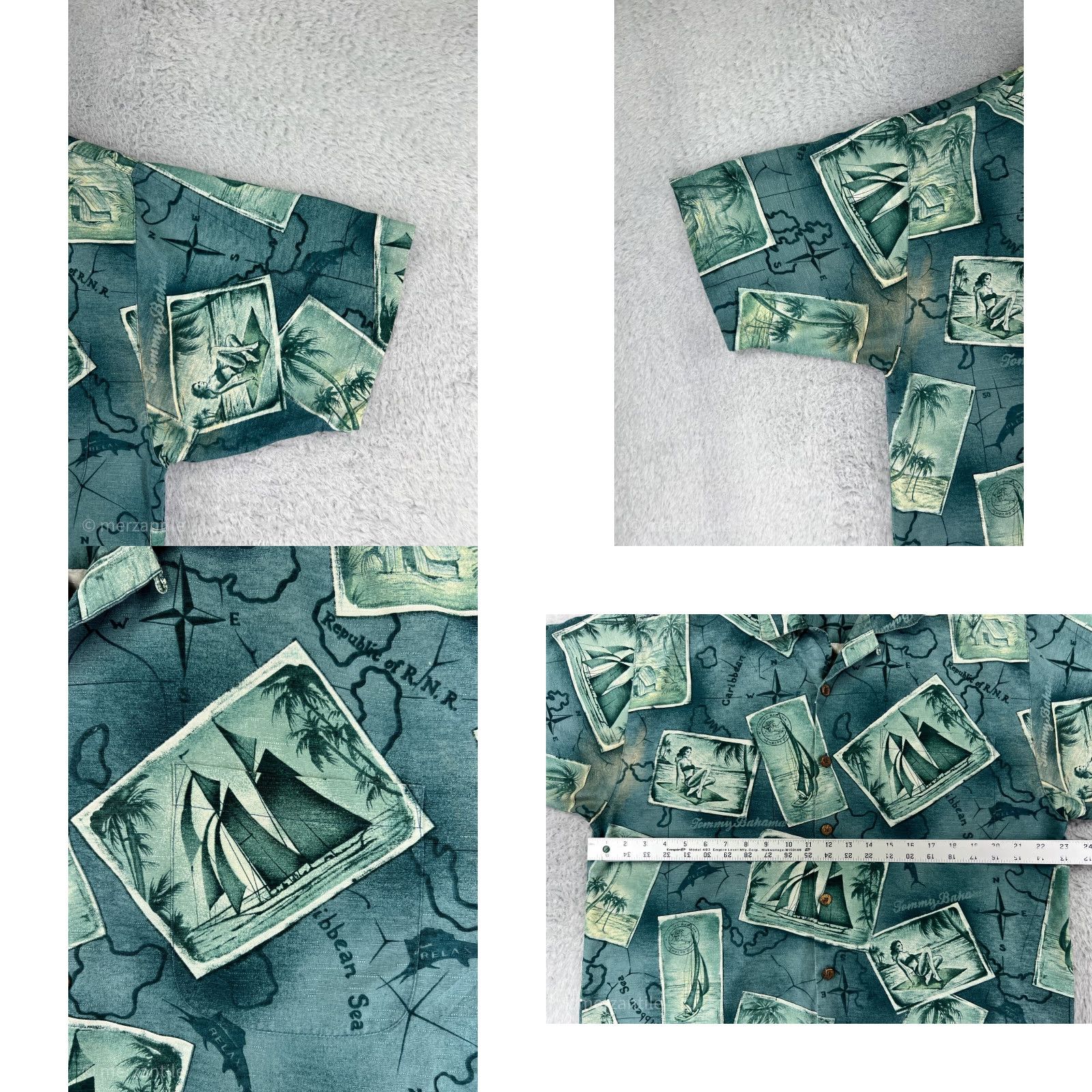 Tommy Bahama Tommy Bahama Shirt Mens Medium Green Postcard Print RELAX 100% Silk Hawaiian Size US M / EU 48-50 / 2 - 8 Thumbnail
