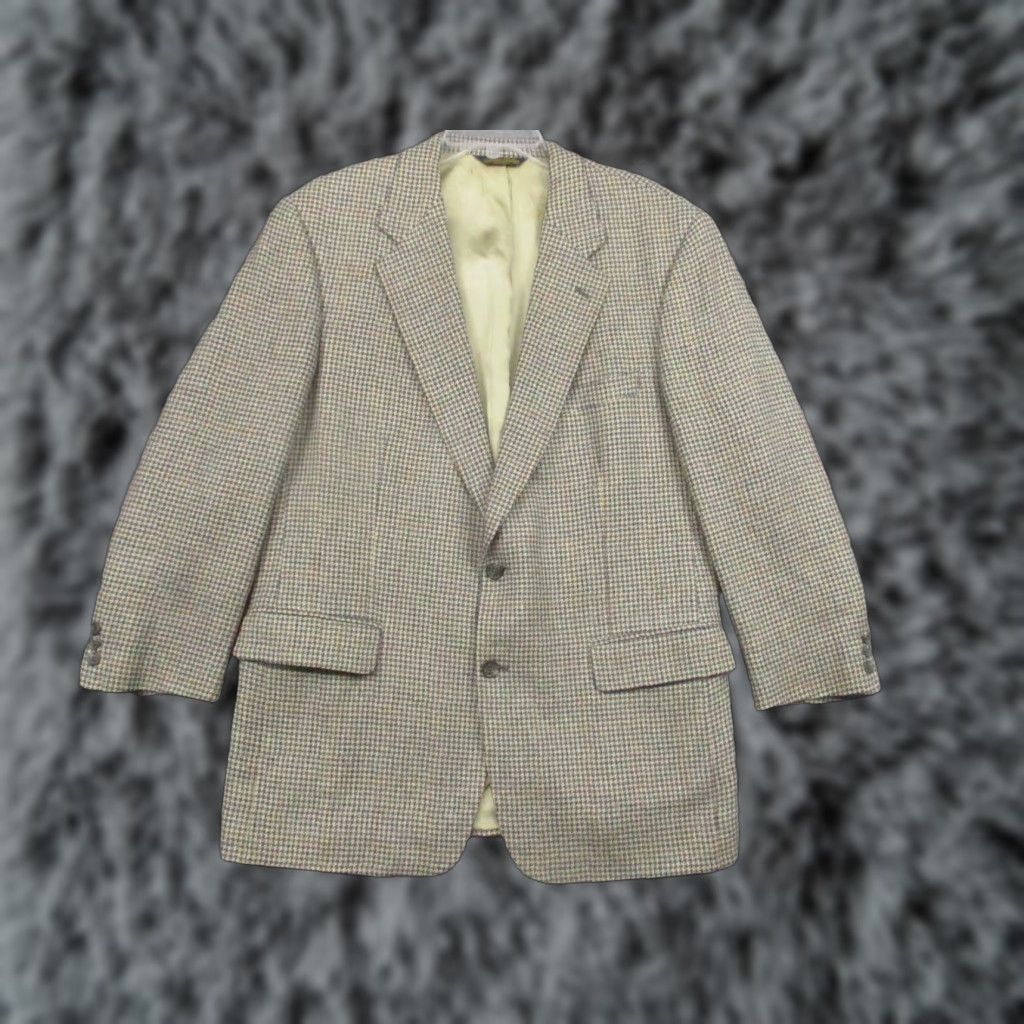Brooks Brothers Brooks Brothers Blazer Mens 43 Regular Wool Houndstooth Sport Coat Made in USA Size 44R - 1 Thumbnail