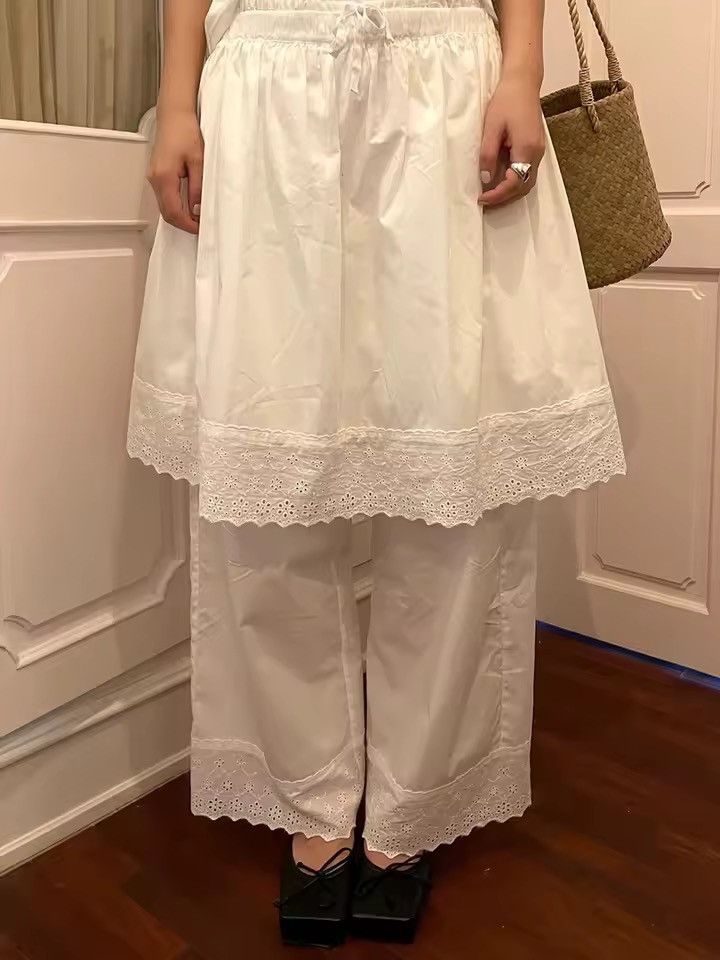 Vintage Boho Retro Palazzo Wide Leg Pants + Lace Casual Skirt Size 26" / US 2 / IT 38 - 3 Thumbnail