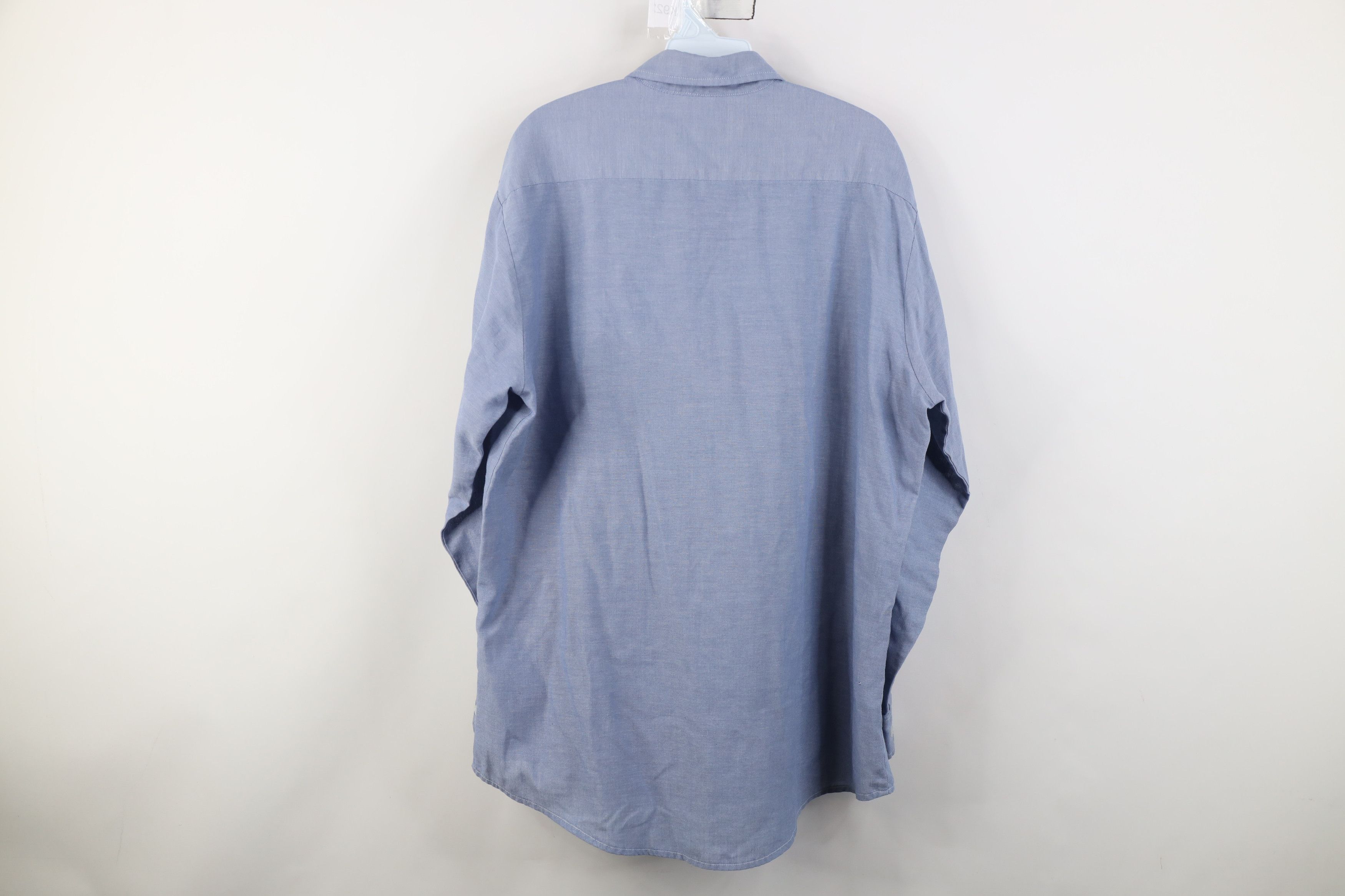 Vintage Vintage 90s Streetwear Chambray Button Shirt Workwear Blue Size US L / EU 52-54 / 3 - 13 Thumbnail