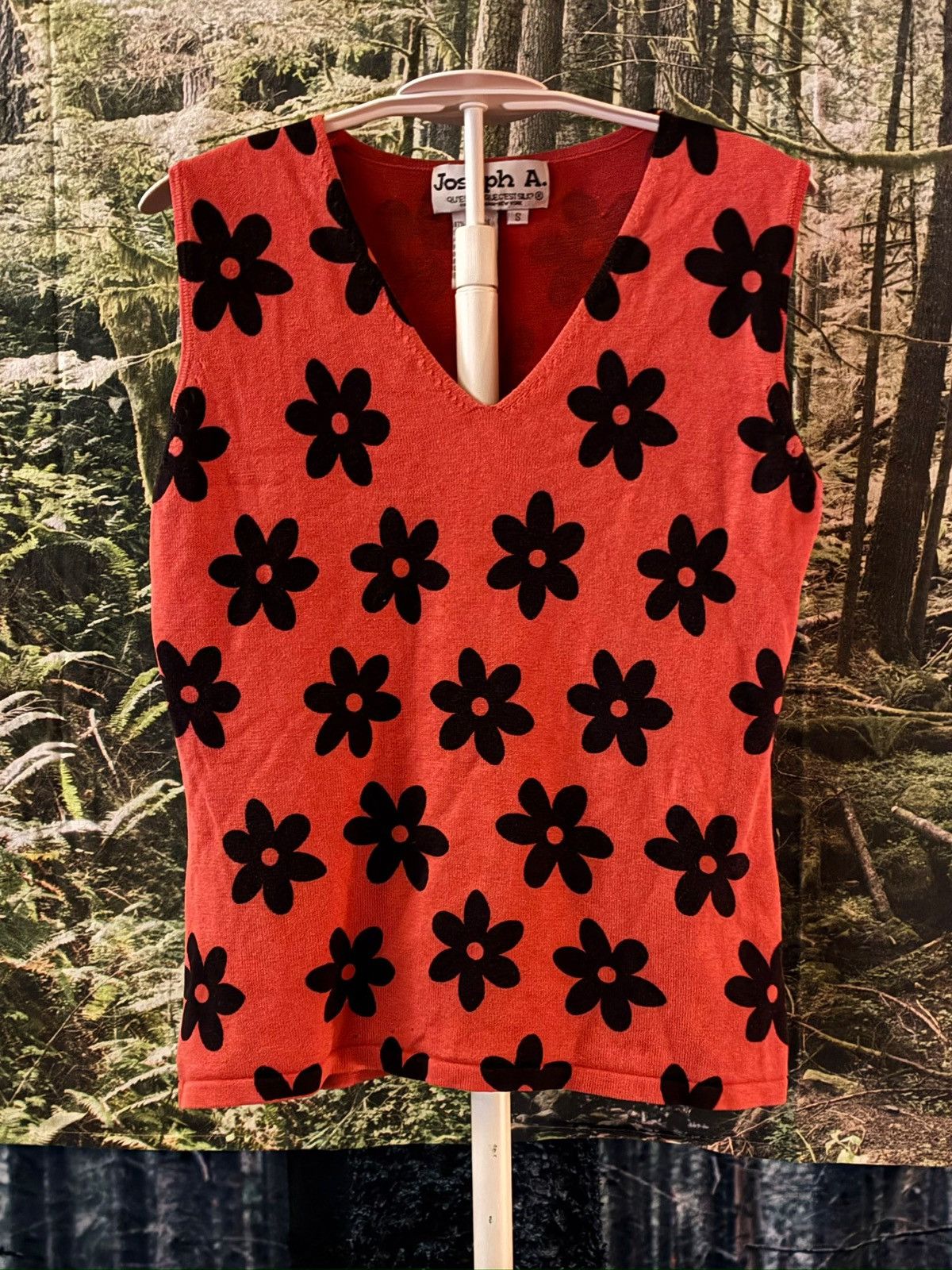 Other Vintage Joseph A. Quest-Ce-Qu’est Silk Knit Floral Vest Size S / US 4 / IT 40 - 2 Thumbnail