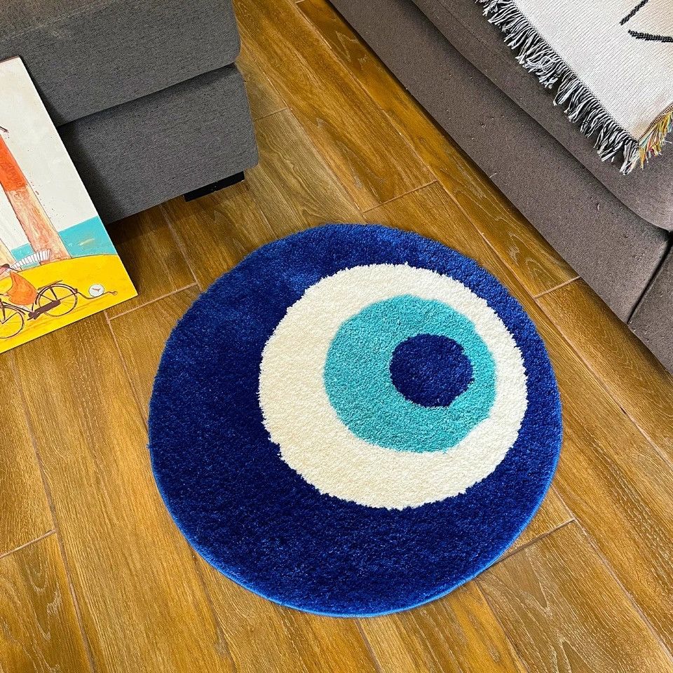 Vintage Fluffy Evil Eye Circle Rug Carpet ( 60x60cm ) Size ONE SIZE - 5 Thumbnail