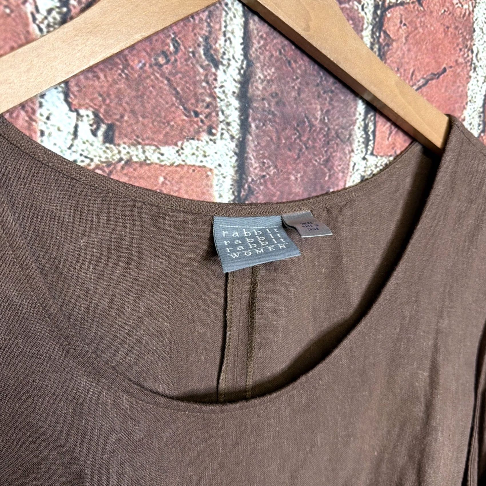 Vintage VINTAGE Rabbit Designs Tank Womens Linen Blend Brown 18W Plus Size High Neck Sleeveless Top Size XXL / US 16-18 / IT 52-54 - 2 Thumbnail