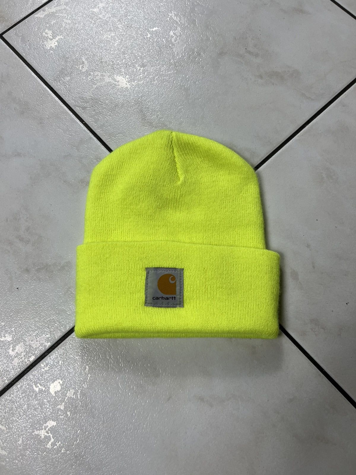 Carhartt Vintage Carhartt acrylic watch hat beanie glaring neon yelow Size ONE SIZE - 2 Thumbnail