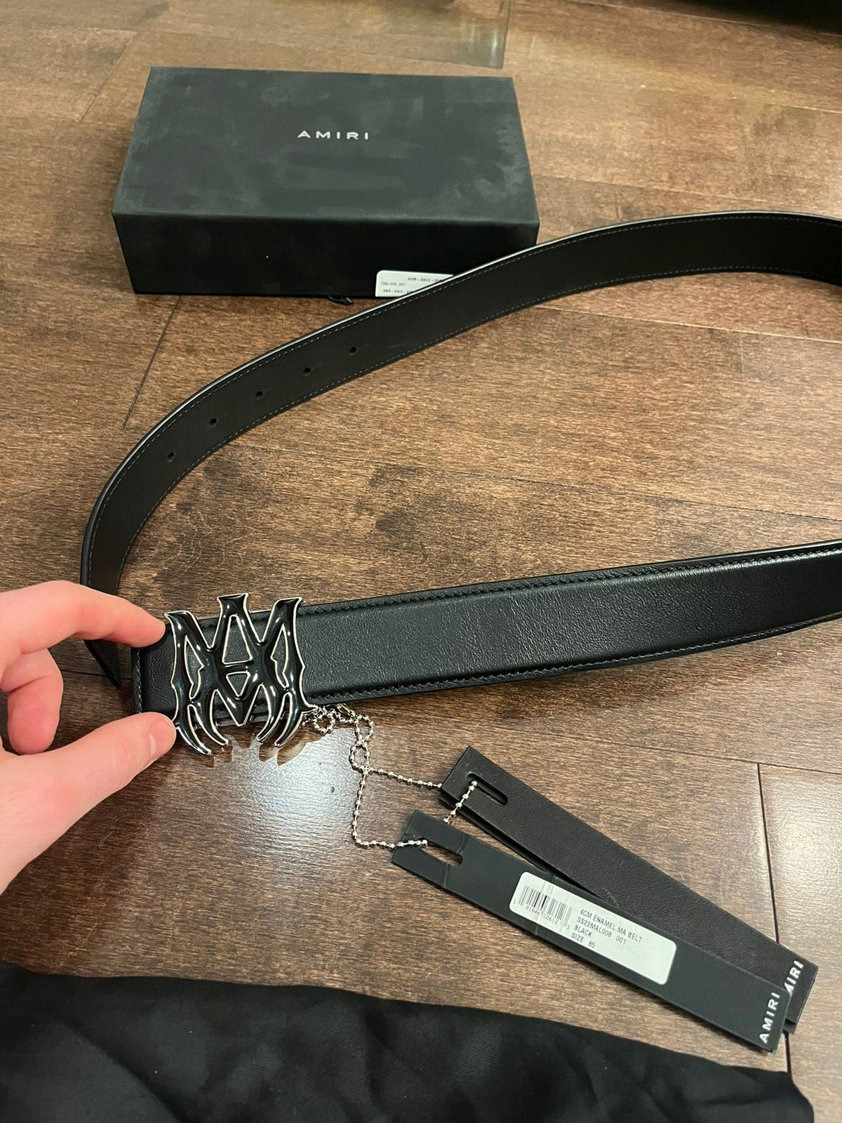 Pre-owned Amiri Black  Logo Leather Belt In Triple Black