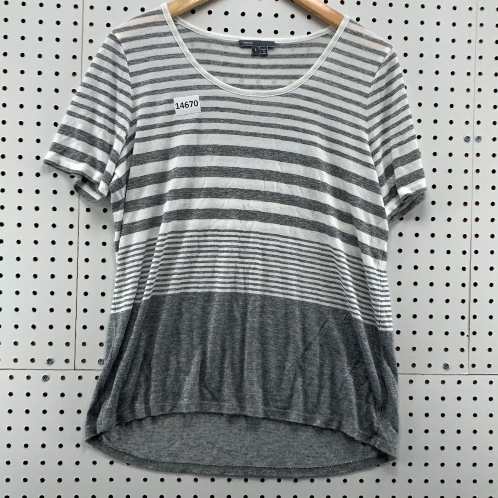 Vince Vince. Women Gray Short Sleeve T-Shirt Large Ladies Striped Short Sleeve Size L / US 10 / IT 46 - 7 Thumbnail