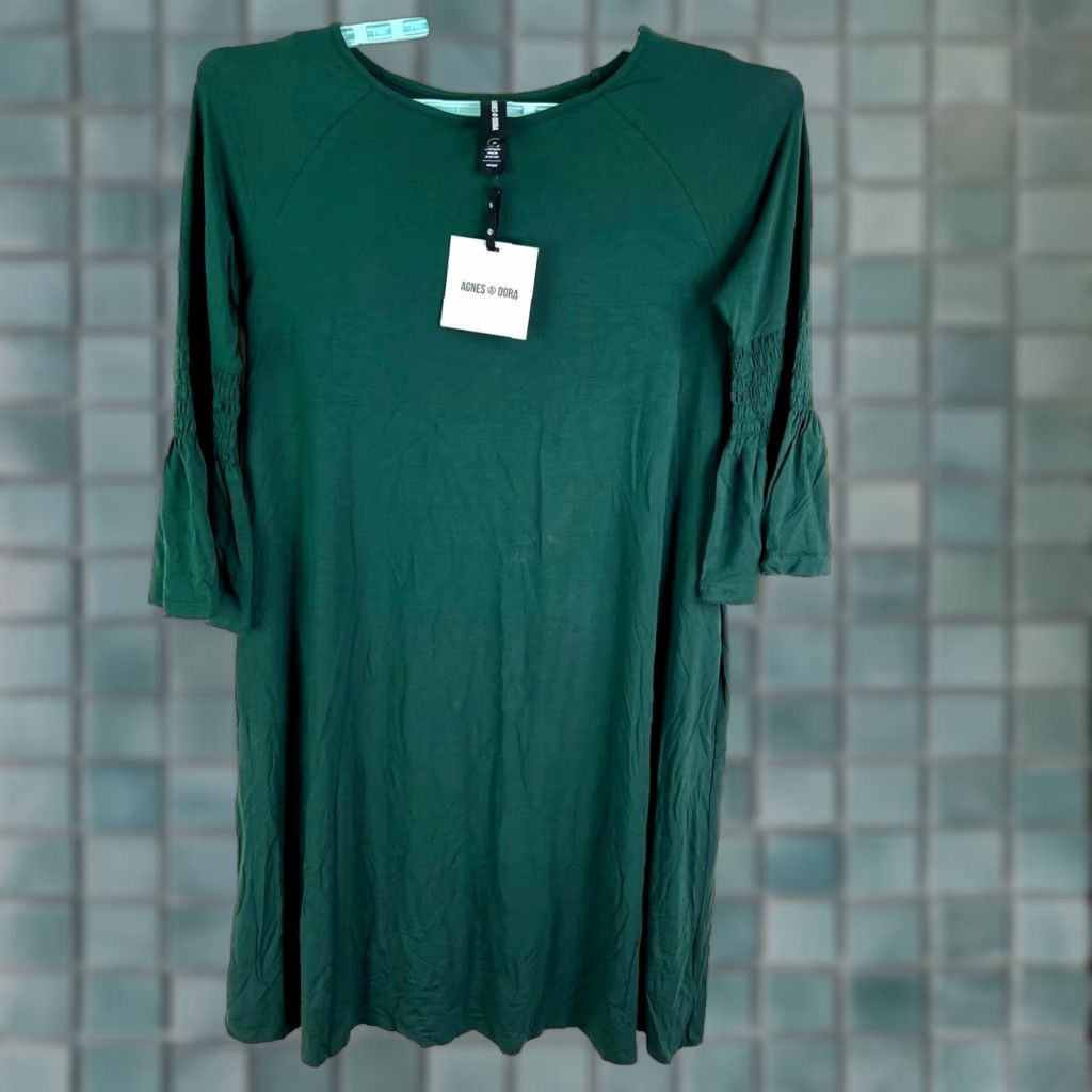 Vintage Agnes & Dora Walker Dress Green Shift M Knee Length Long Sleeve Bohemian Womens Size M / US 6-8 / IT 42-44 - 1 Thumbnail