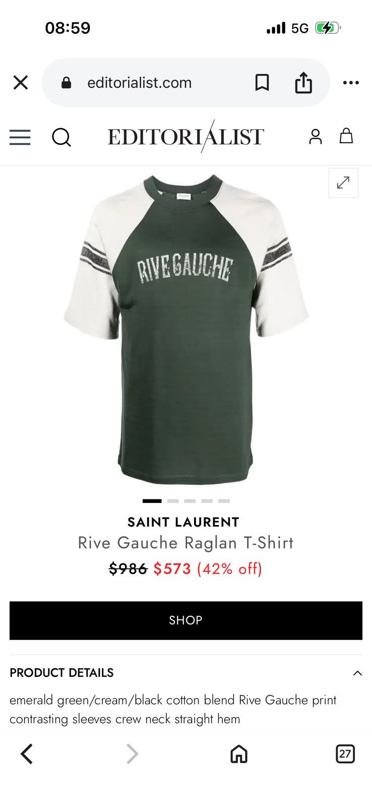 Saint Laurent Paris SAINT LAURENT tshirt sizes shown in photos by tape measure Size US S / EU 44-46 / 1 - 2 Thumbnail